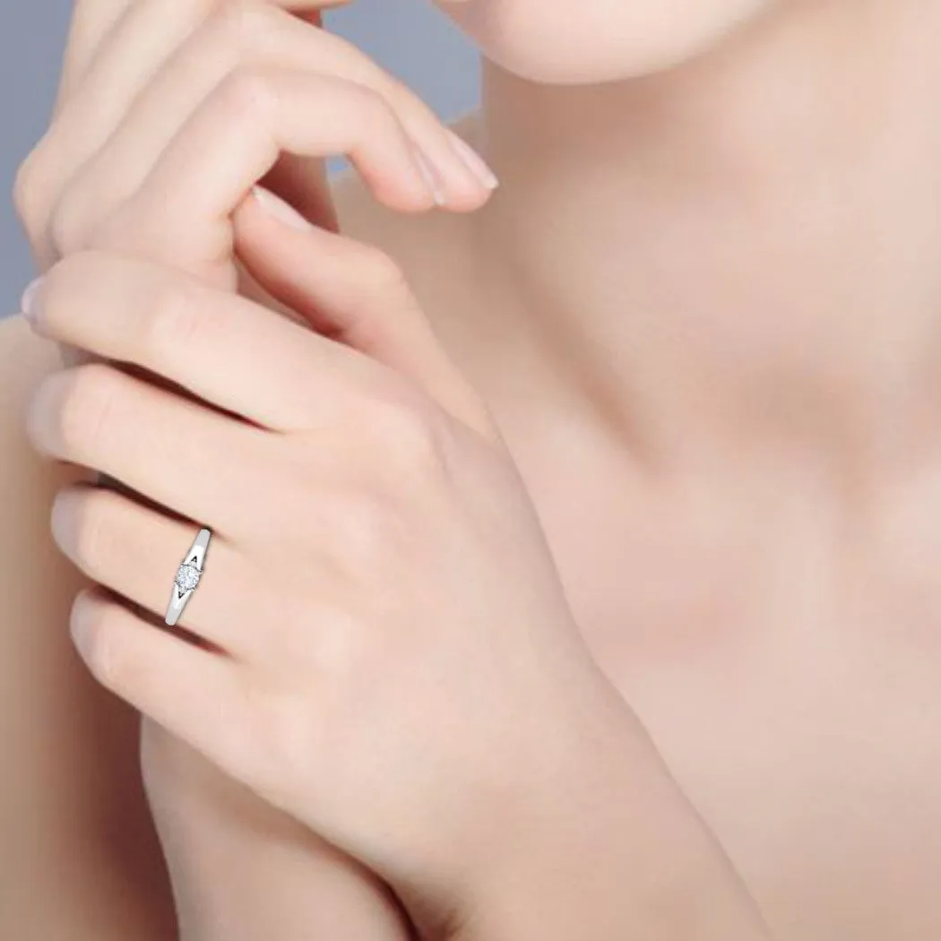 0.20 cts Solitaire Diamond Platinum Ring for Women JL PT RV RD 121