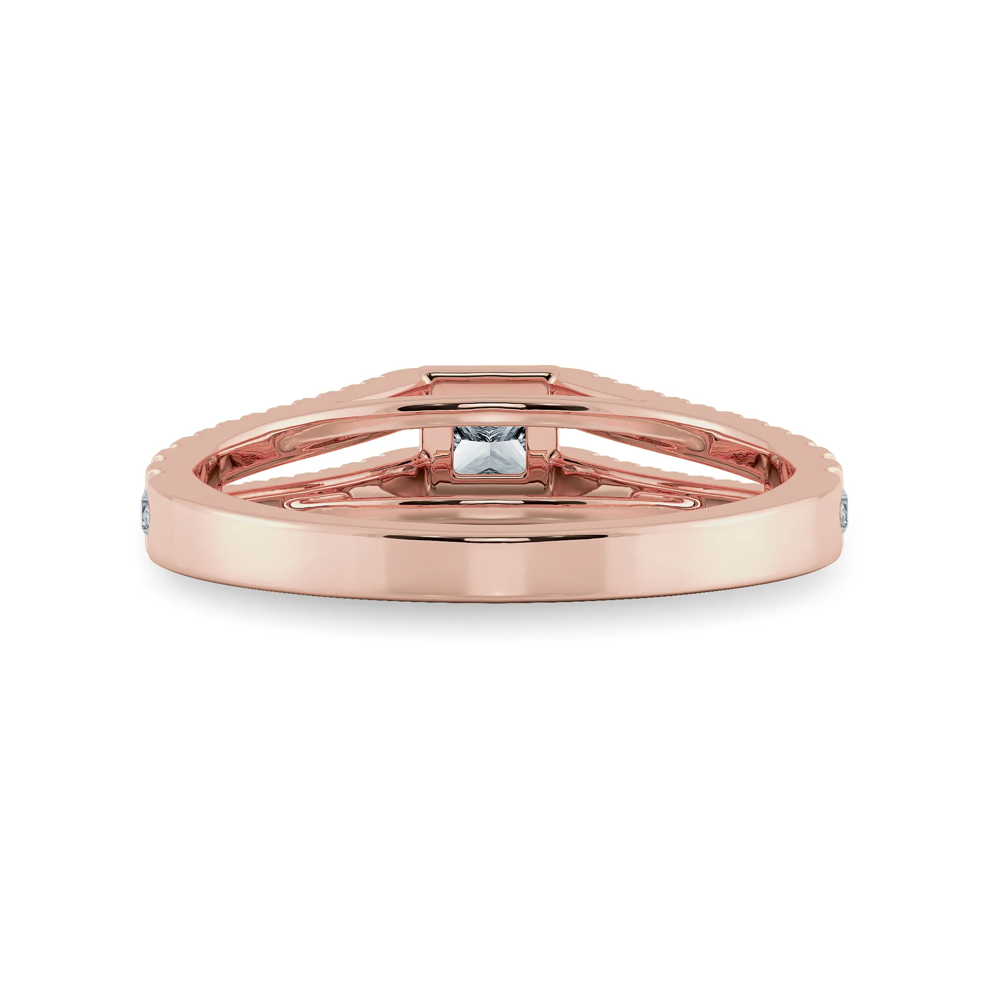 0.20cts. Princess Cut Solitaire Diamond Split Shank 18K Rose Gold Ring JL AU 1178R-A