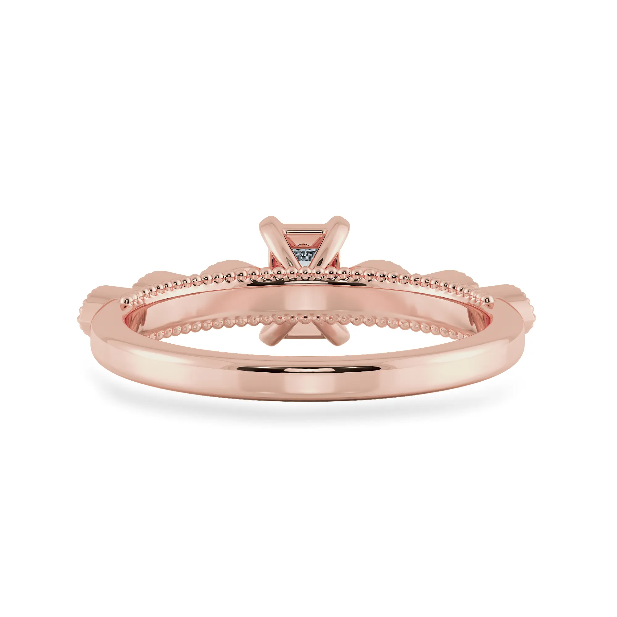 0.30cts. Emerald Cut Solitaire with Marquise Cut Diamond Accents 18K Rose Gold Ring JL AU 2015R