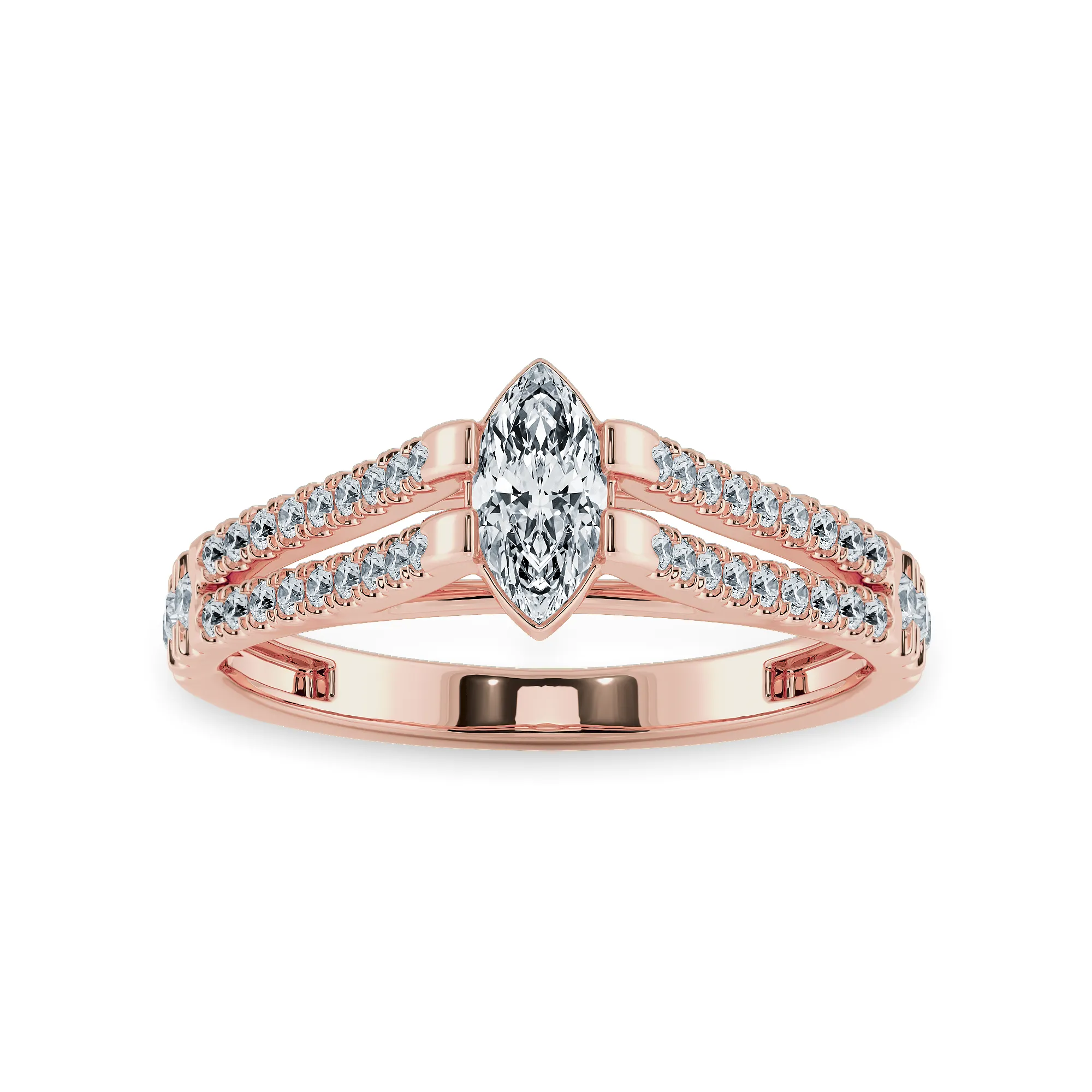 0.30cts. Marquise Cut Solitaire Diamond Split Shank 18K Rose Gold Ring JL AU 1184R