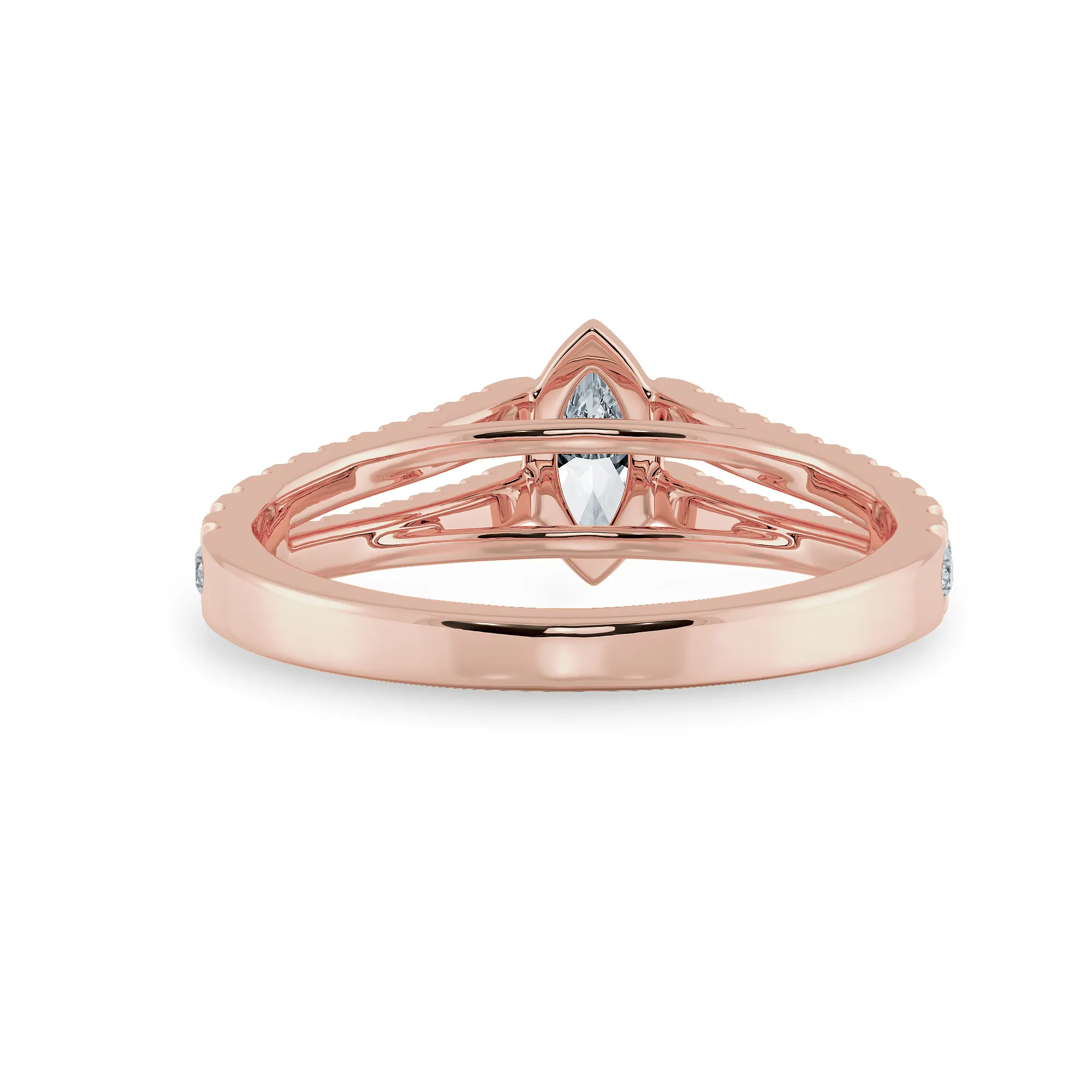 0.30cts. Marquise Cut Solitaire Diamond Split Shank 18K Rose Gold Ring JL AU 1184R