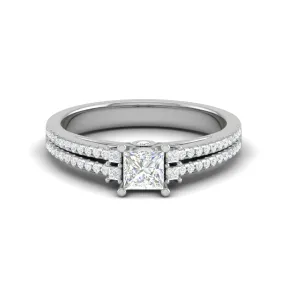 0.30cts. Princess Cut Diamond Split Shank Platinum Solitaire Engagement Ring JL PT DR1430M