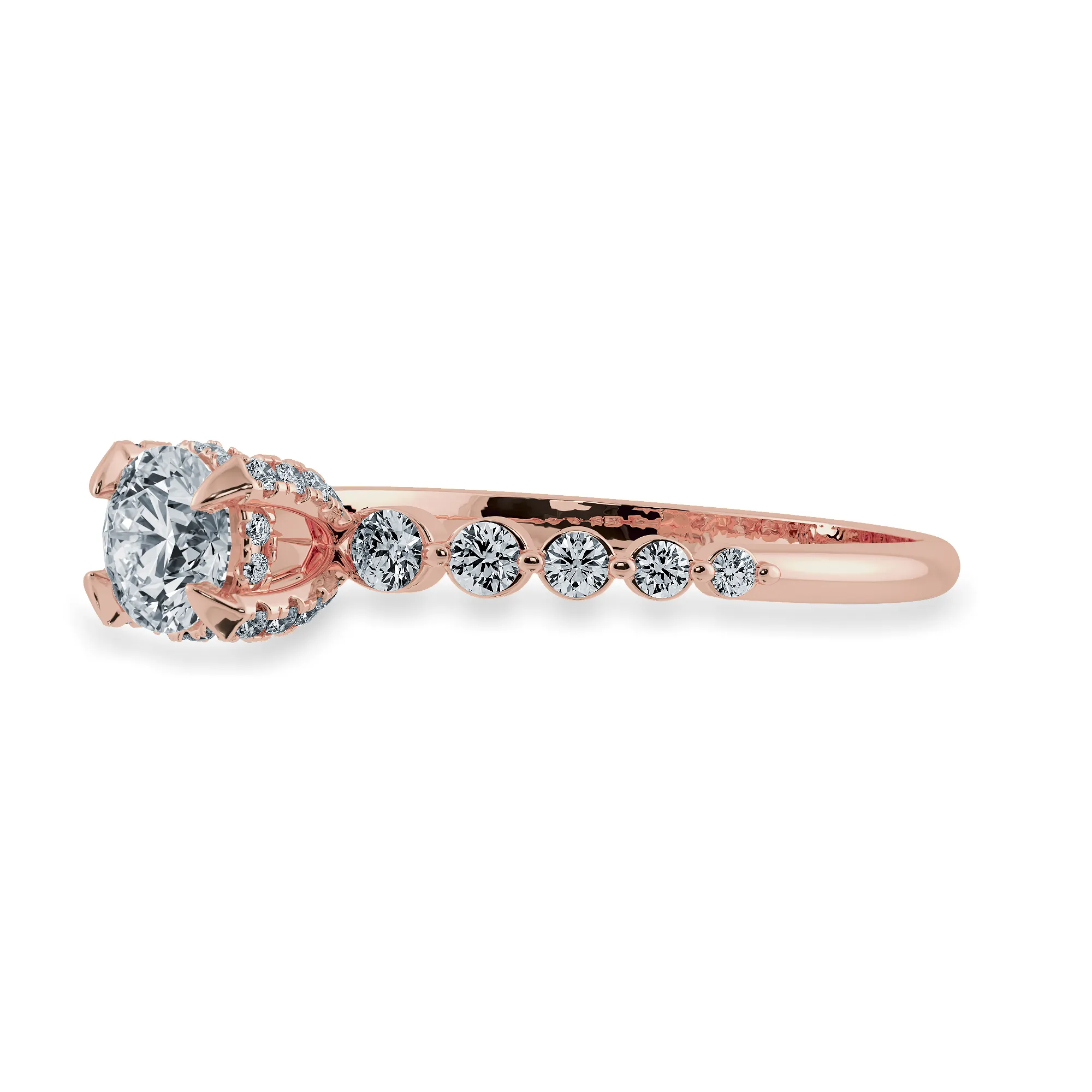 0.30cts. Solitaire Diamond Accents 18K Rose Gold Ring JL AU 1202R
