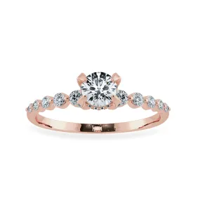 0.30cts. Solitaire Diamond Accents 18K Rose Gold Ring JL AU 1202R