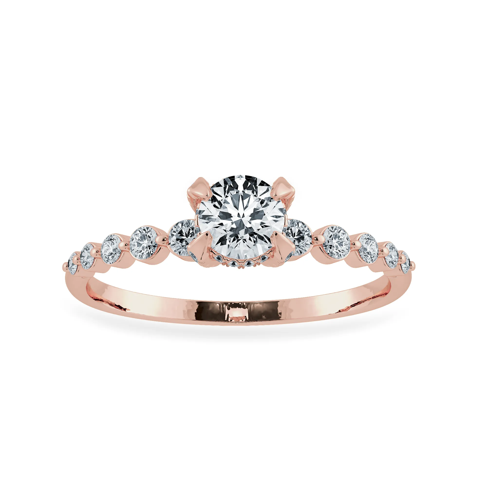 0.30cts. Solitaire Diamond Accents 18K Rose Gold Ring JL AU 1202R