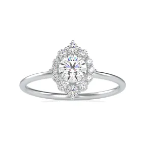 0.30cts. Solitaire Platinum Diamond Halo Engagement Ring JL PT 0662-A