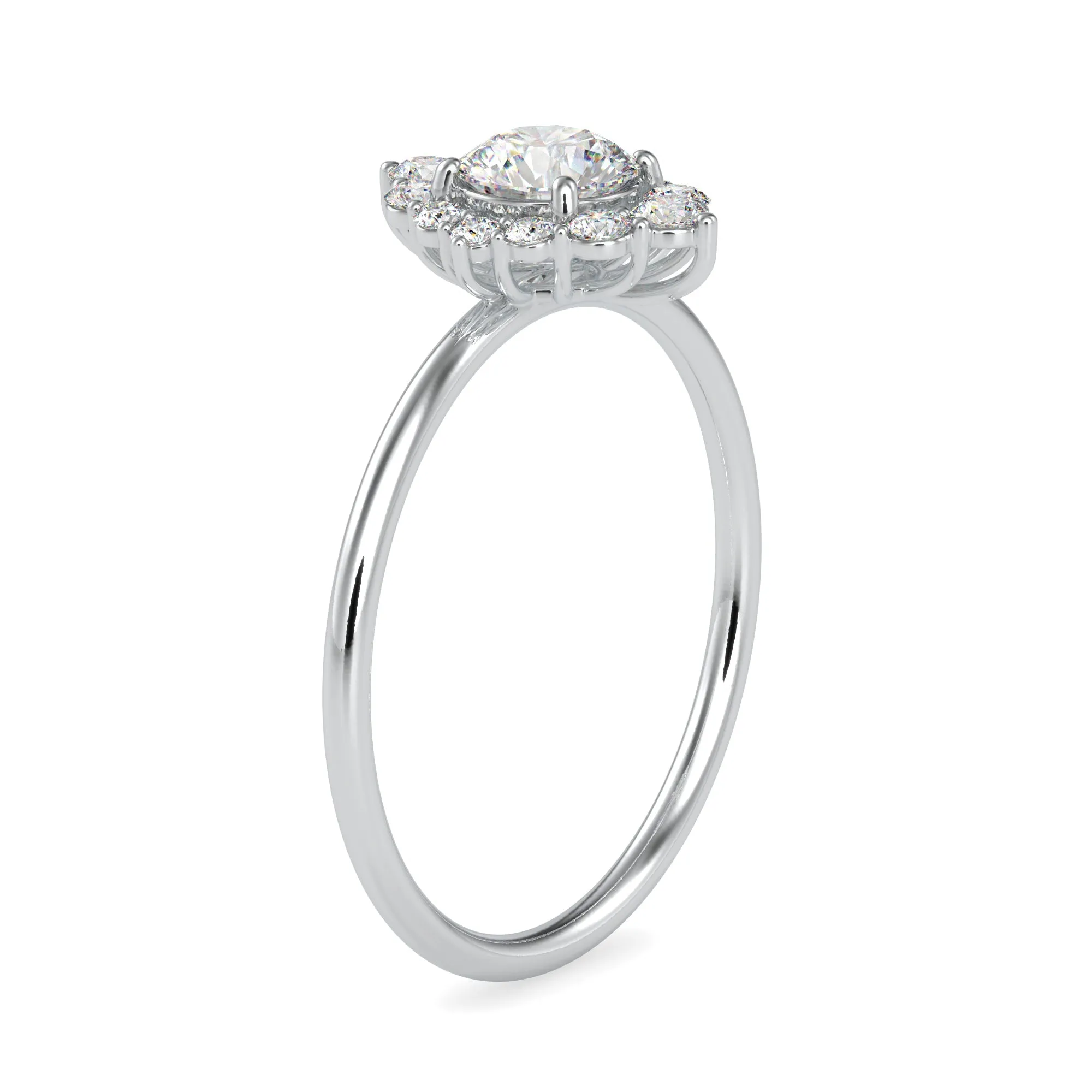 0.30cts. Solitaire Platinum Diamond Halo Engagement Ring JL PT 0662-A