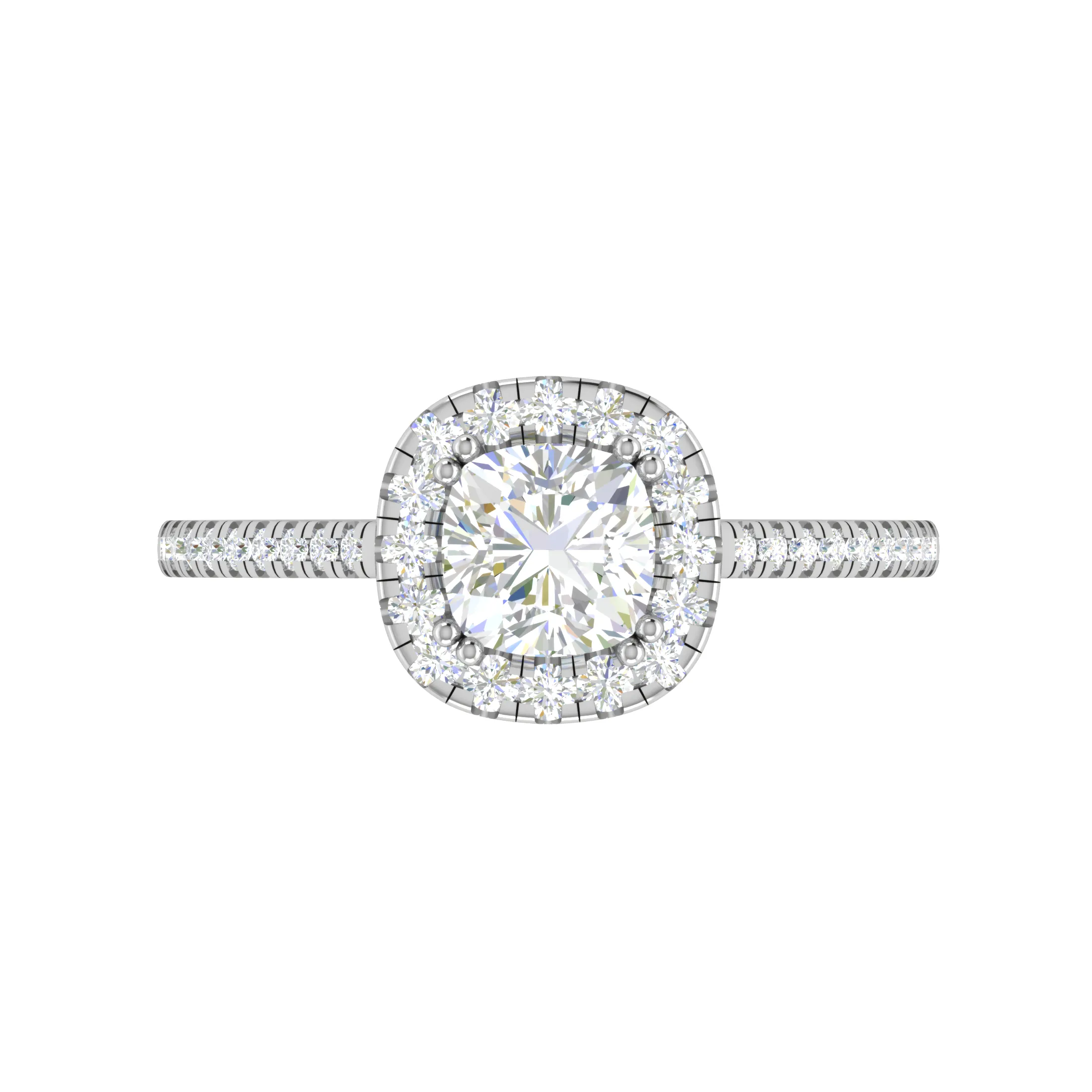 0.50 cts. Cushion Solitaire Halo Diamond Shank Platinum Ring JL PT RH CU 129