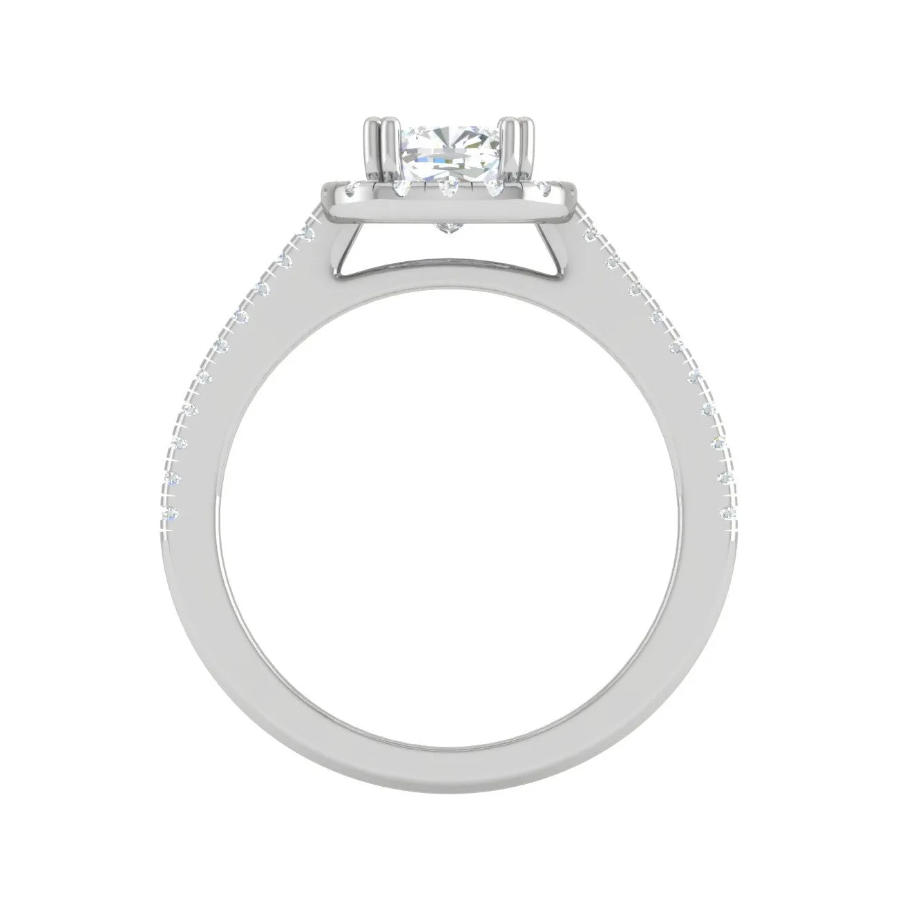 0.50 cts. Cushion Solitaire Halo Diamond Shank Platinum Ring JL PT RH CU 129