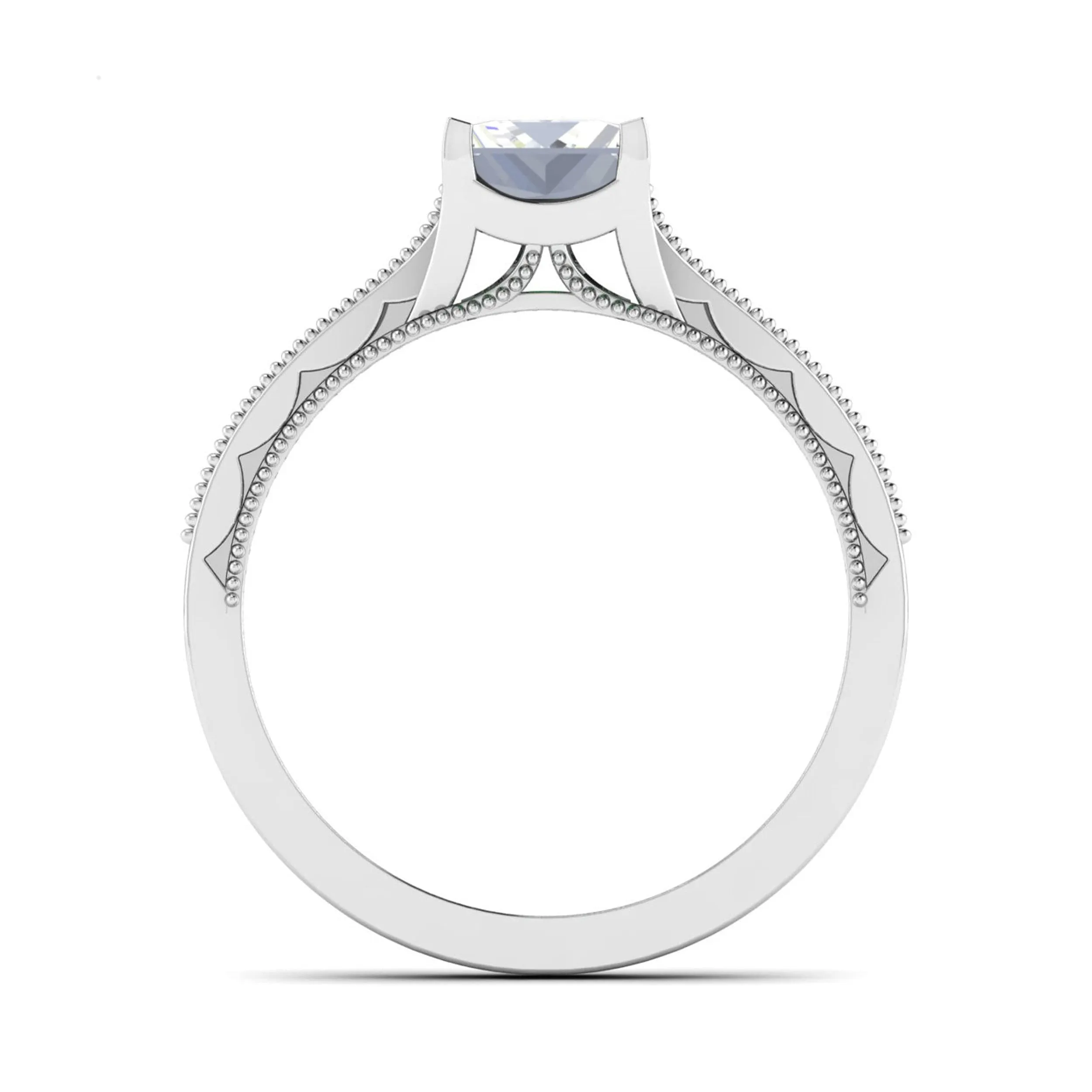 0.50 cts. Princess Cut Diamond Shank Platinum Solitaire Engagement Ring JL PT 6594