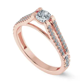 0.50cts. Cushion Cut Solitaire Diamond Split Shank 18K Rose Gold Ring JL AU 1179R-A