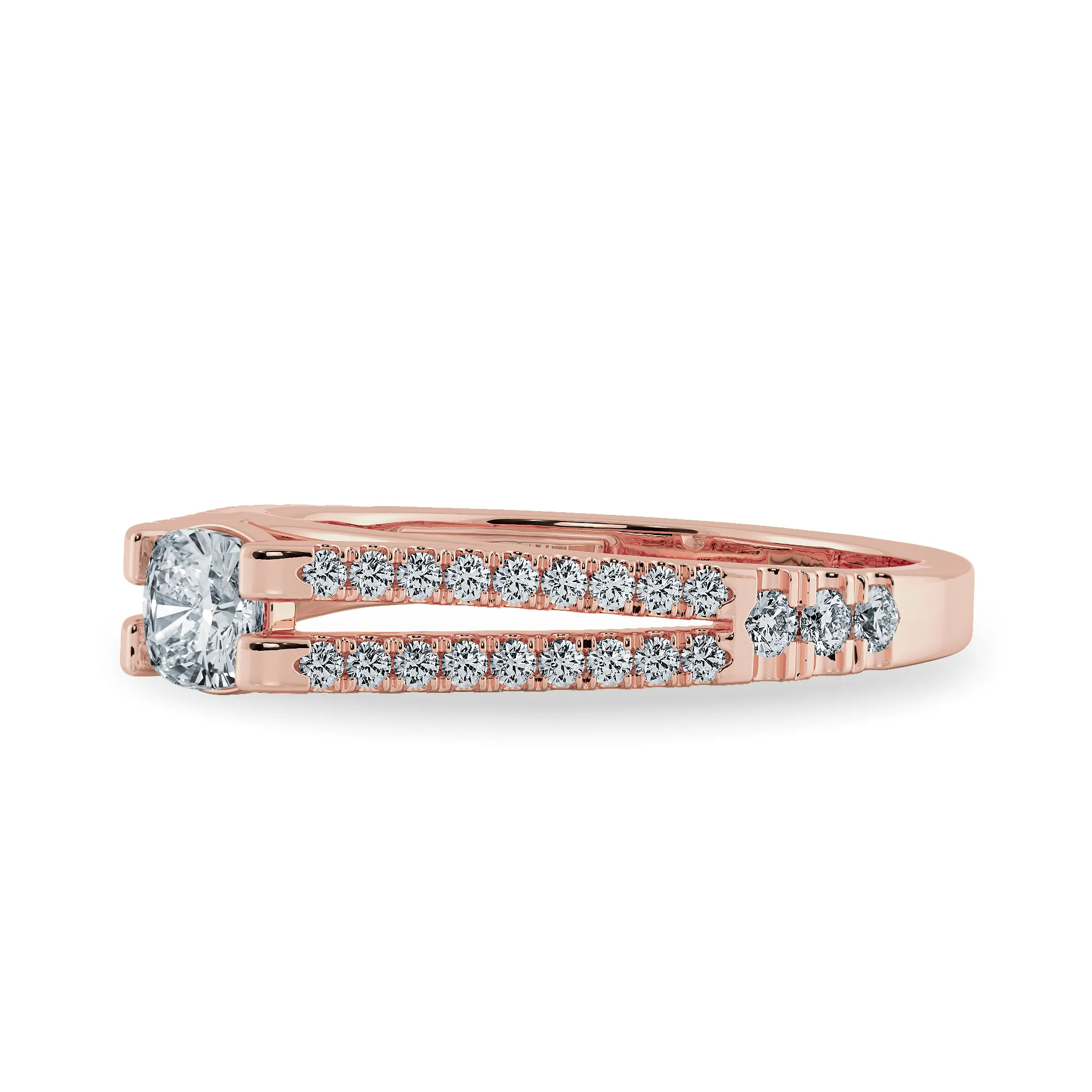 0.50cts. Cushion Cut Solitaire Diamond Split Shank 18K Rose Gold Ring JL AU 1179R-A