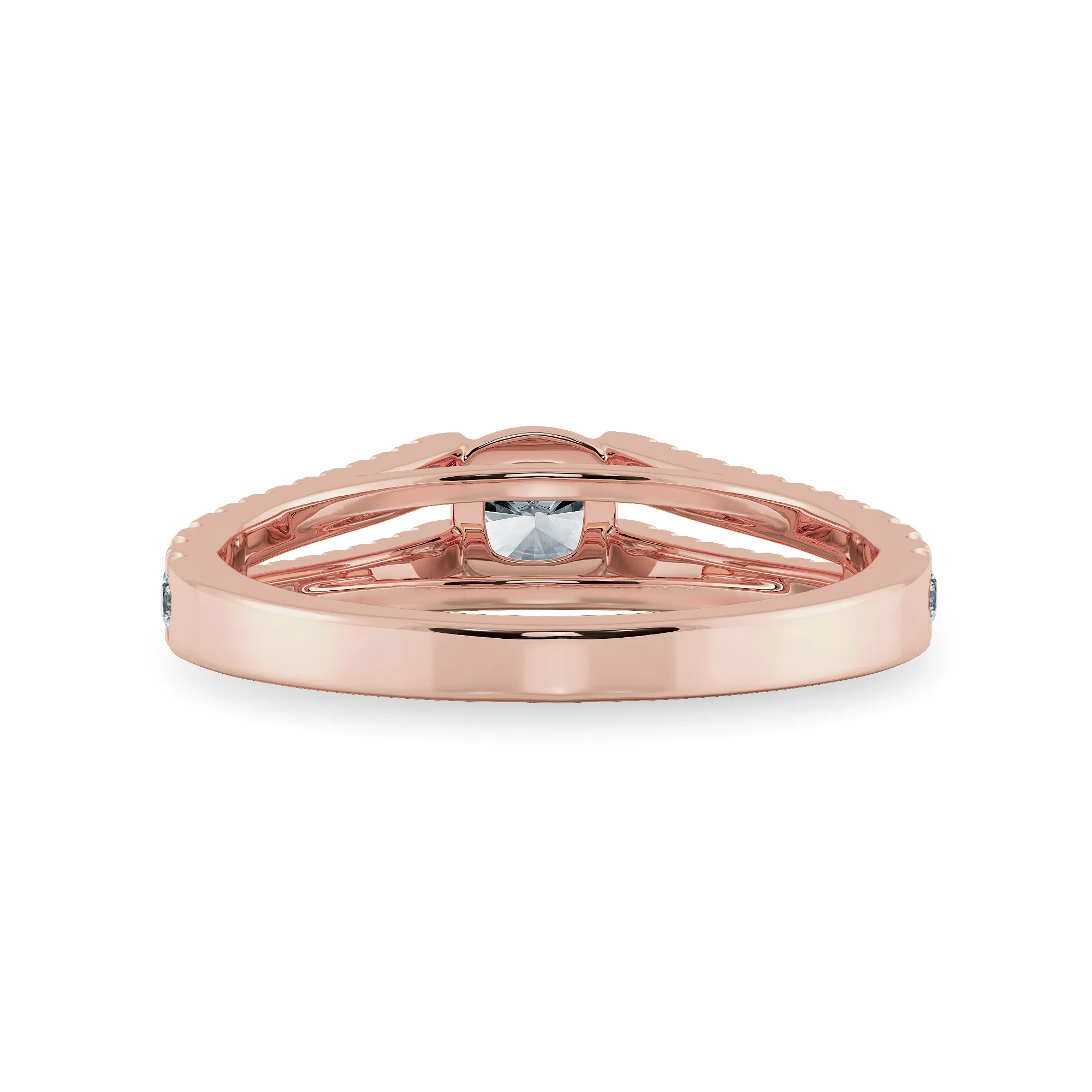 0.50cts. Cushion Cut Solitaire Diamond Split Shank 18K Rose Gold Ring JL AU 1179R-A