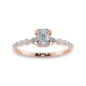 0.50cts. Emerald Cut Solitaire Halo Diamond Accents 18K Rose Gold Solitaire Ring JL AU 2006R-A