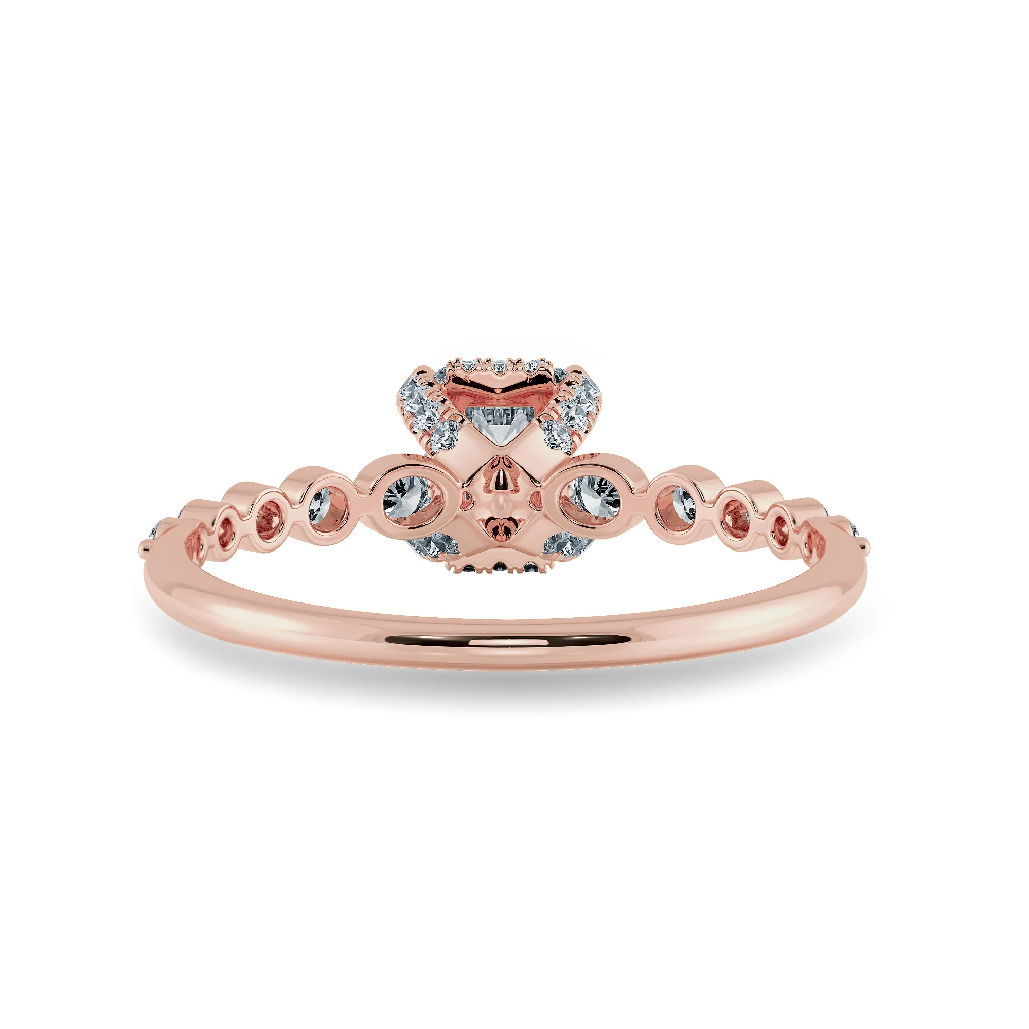 0.50cts. Emerald Cut Solitaire Halo Diamond Accents 18K Rose Gold Solitaire Ring JL AU 2006R-A