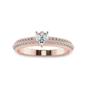 0.50cts. Heart Cut Solitaire Diamond Split Shank 18K Rose Gold Ring JL AU 1189R-A