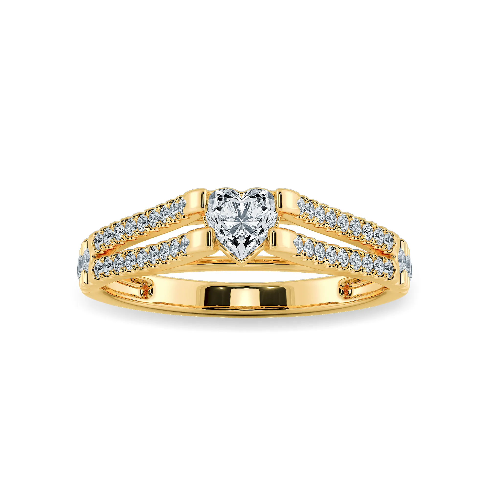 0.50cts. Heart Cut Solitaire Diamond Split Shank 18K Yellow Gold Ring JL AU 1181Y-A