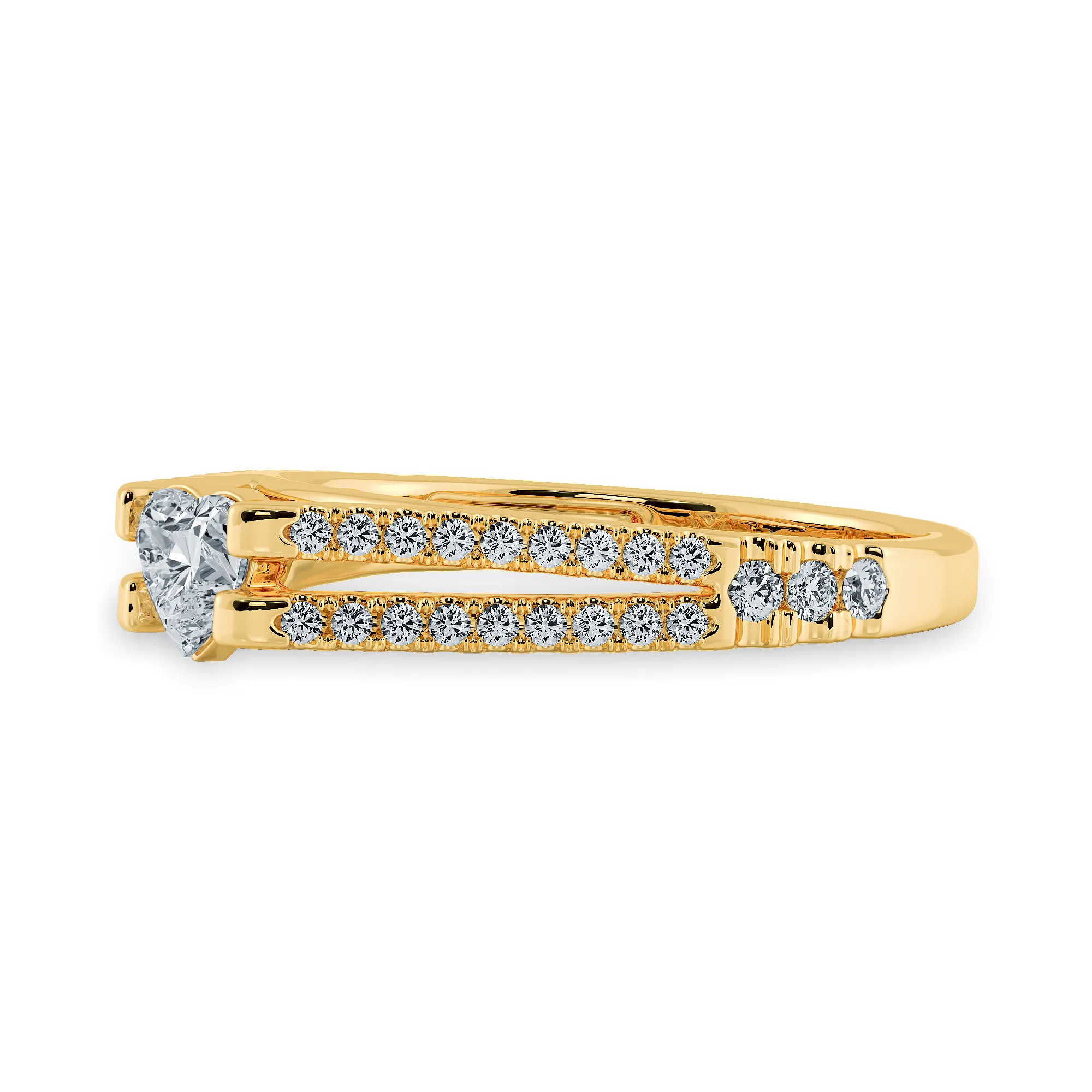 0.50cts. Heart Cut Solitaire Diamond Split Shank 18K Yellow Gold Ring JL AU 1181Y-A