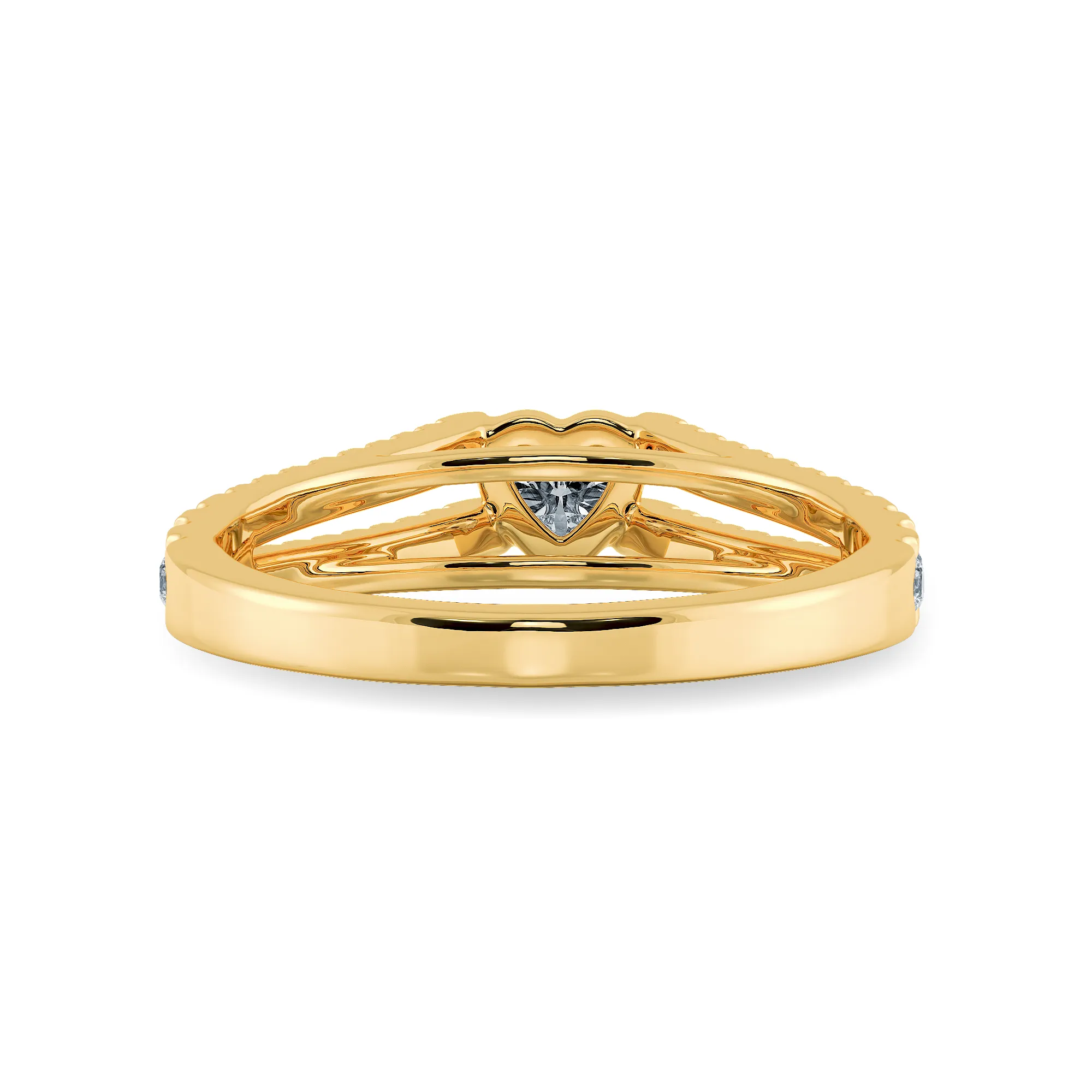 0.50cts. Heart Cut Solitaire Diamond Split Shank 18K Yellow Gold Ring JL AU 1181Y-A