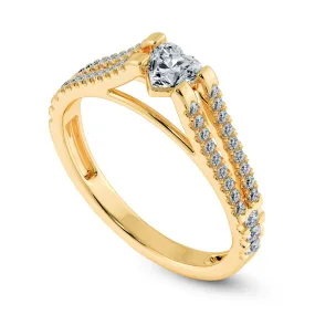0.50cts. Heart Cut Solitaire Diamond Split Shank 18K Yellow Gold Ring JL AU 1181Y-A