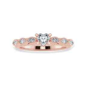 0.50cts. Heart Cut Solitaire with Marquise Cut Diamond Accents 18K Rose Gold Ring JL AU 2016R-A