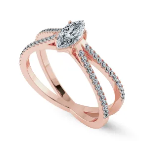 0.50cts. Marquise Cut Solitaire Diamond Split Shank 18K Rose Gold Ring JL AU 1176R-A