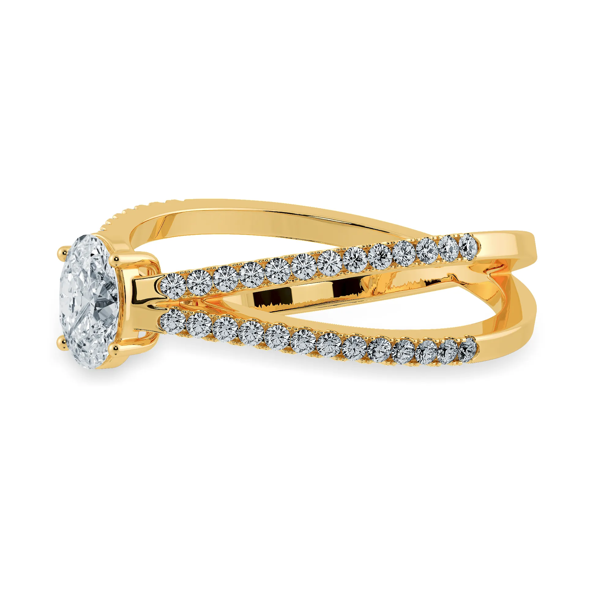 0.50cts. Oval Cut Solitaire Diamond Split Shank 18K Yellow Gold Ring JL AU 1174Y-A