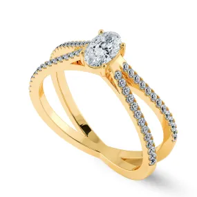 0.50cts. Oval Cut Solitaire Diamond Split Shank 18K Yellow Gold Ring JL AU 1174Y-A