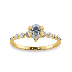 0.50cts. Pear Cut Solitaire Halo Diamond Accents 18K Yellow Gold Ring JL AU 2009Y-A