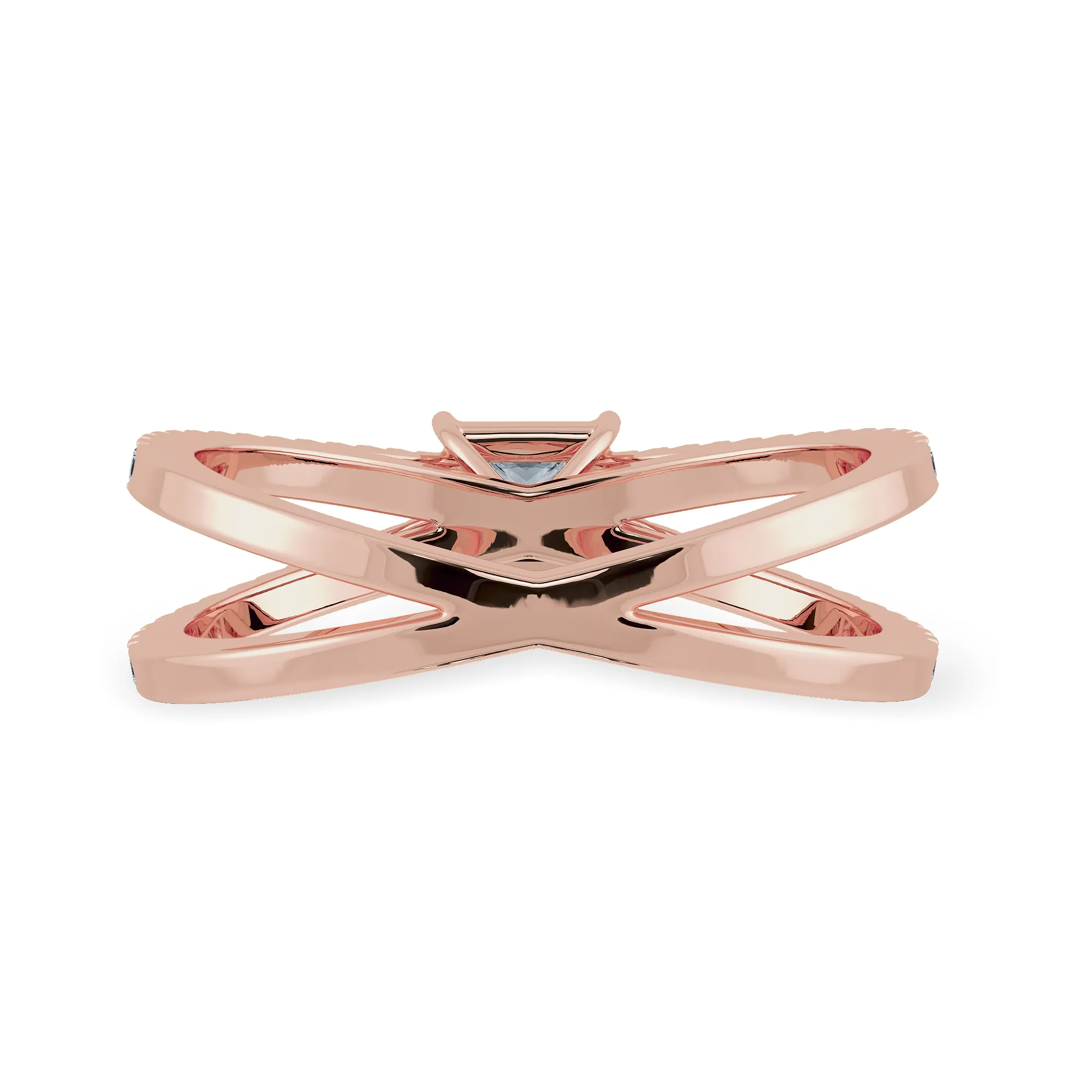 0.50cts. Princess Cut Solitaire Diamond Split Shank 18K Rose Gold Ring JL AU 1170R-A