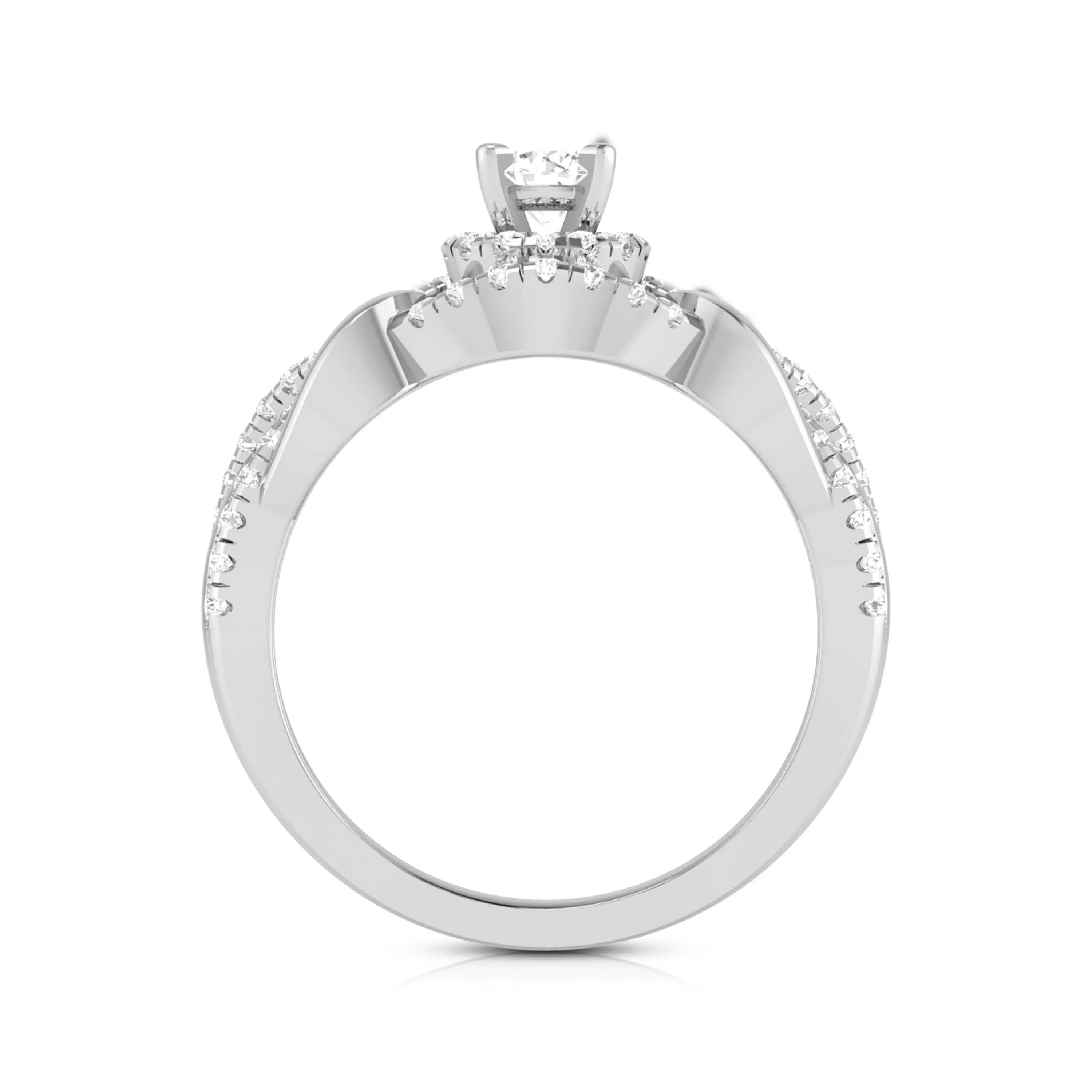 0.50cts Solitaire Halo Diamond Twisted Shank Platinum Engagement Ring JL PT R-76
