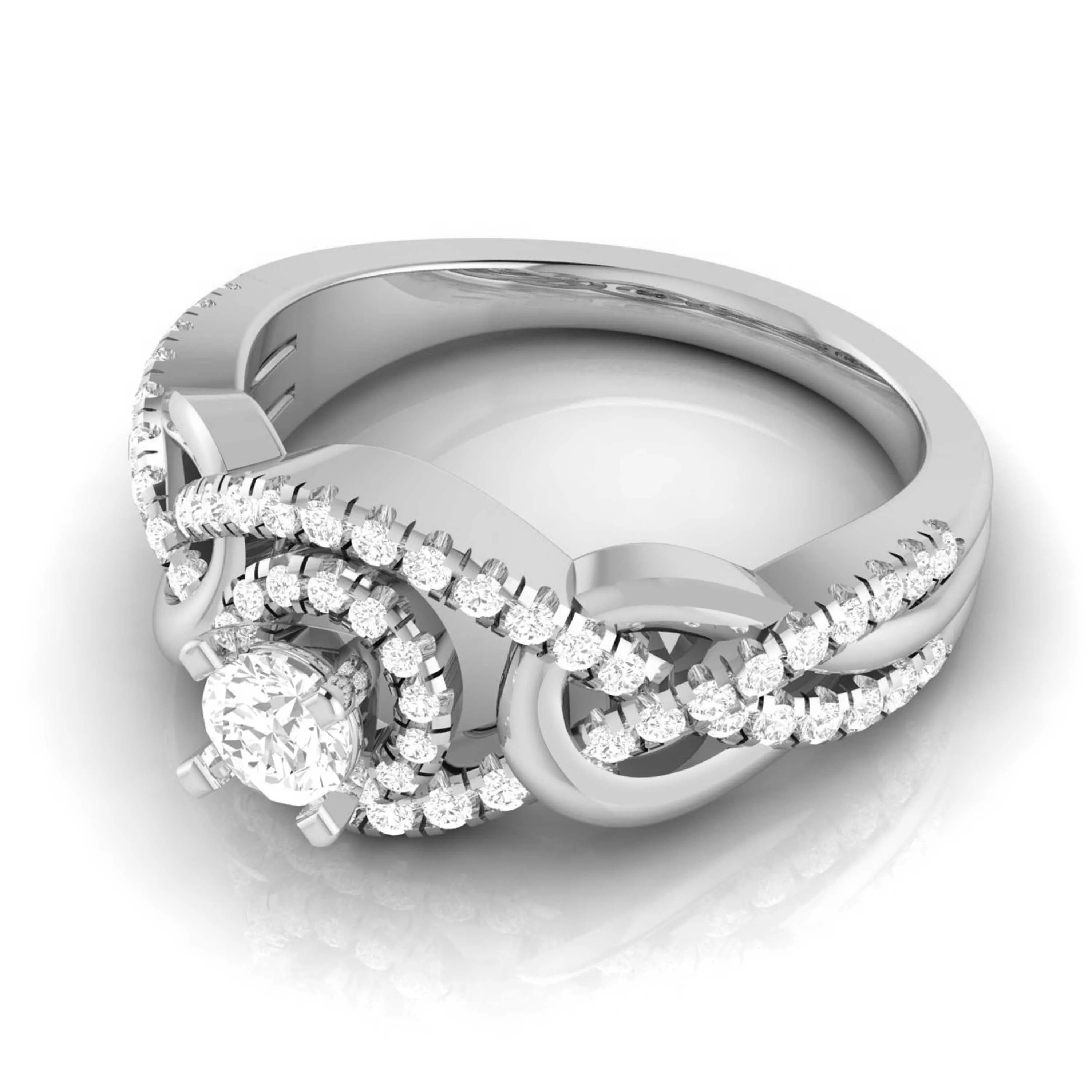 0.50cts Solitaire Halo Diamond Twisted Shank Platinum Engagement Ring JL PT R-76