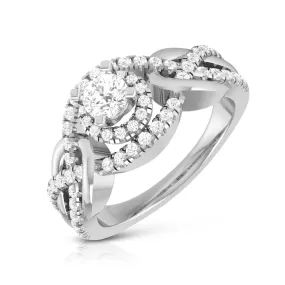 0.50cts Solitaire Halo Diamond Twisted Shank Platinum Engagement Ring JL PT R-76
