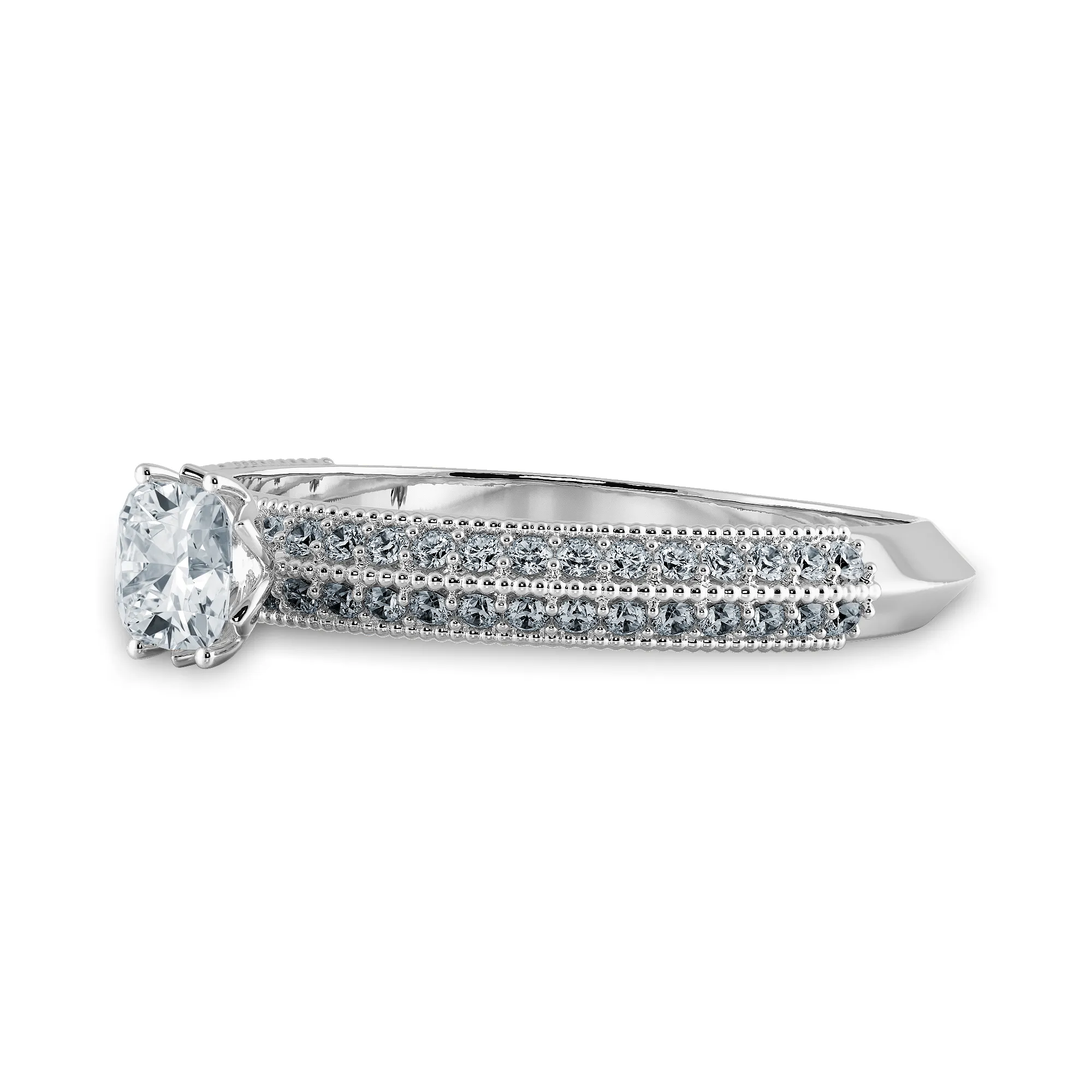 0.70cts. Cushion Cut Solitaire Diamond Split Shank Platinum Engagement Ring JL PT 1187-B