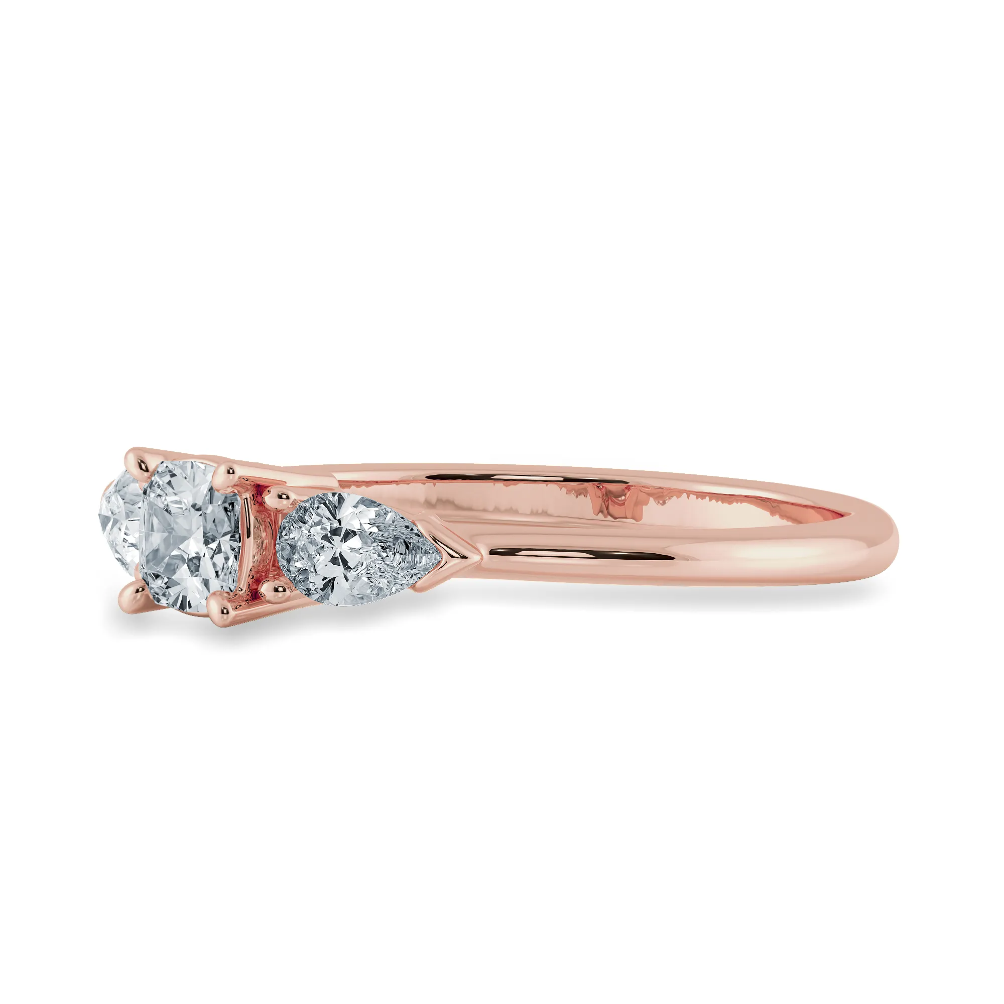 0.70cts. Cushion Cut Solitaire with Pear Cut Diamond Accents 18K Rose Gold Ring JL AU 1203R-B