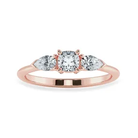 0.70cts. Cushion Cut Solitaire with Pear Cut Diamond Accents 18K Rose Gold Ring JL AU 1203R-B