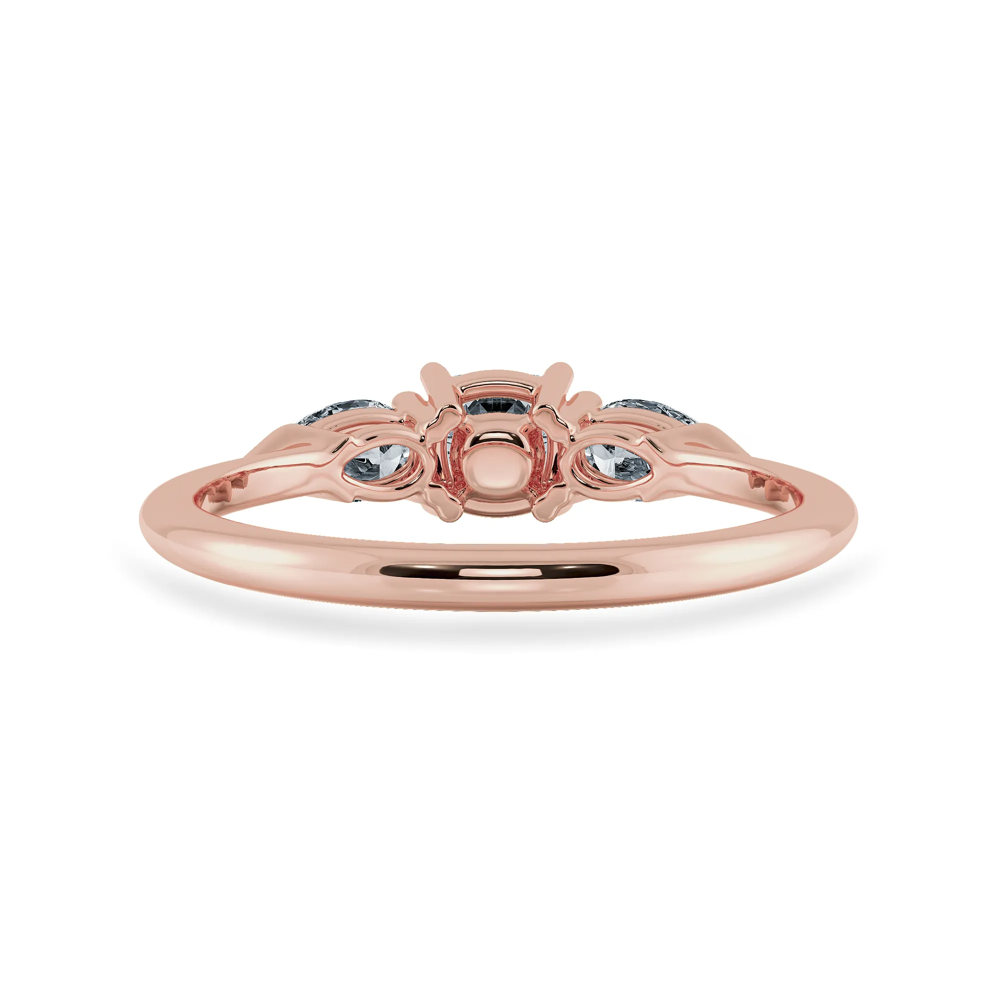 0.70cts. Cushion Cut Solitaire with Pear Cut Diamond Accents 18K Rose Gold Ring JL AU 1203R-B