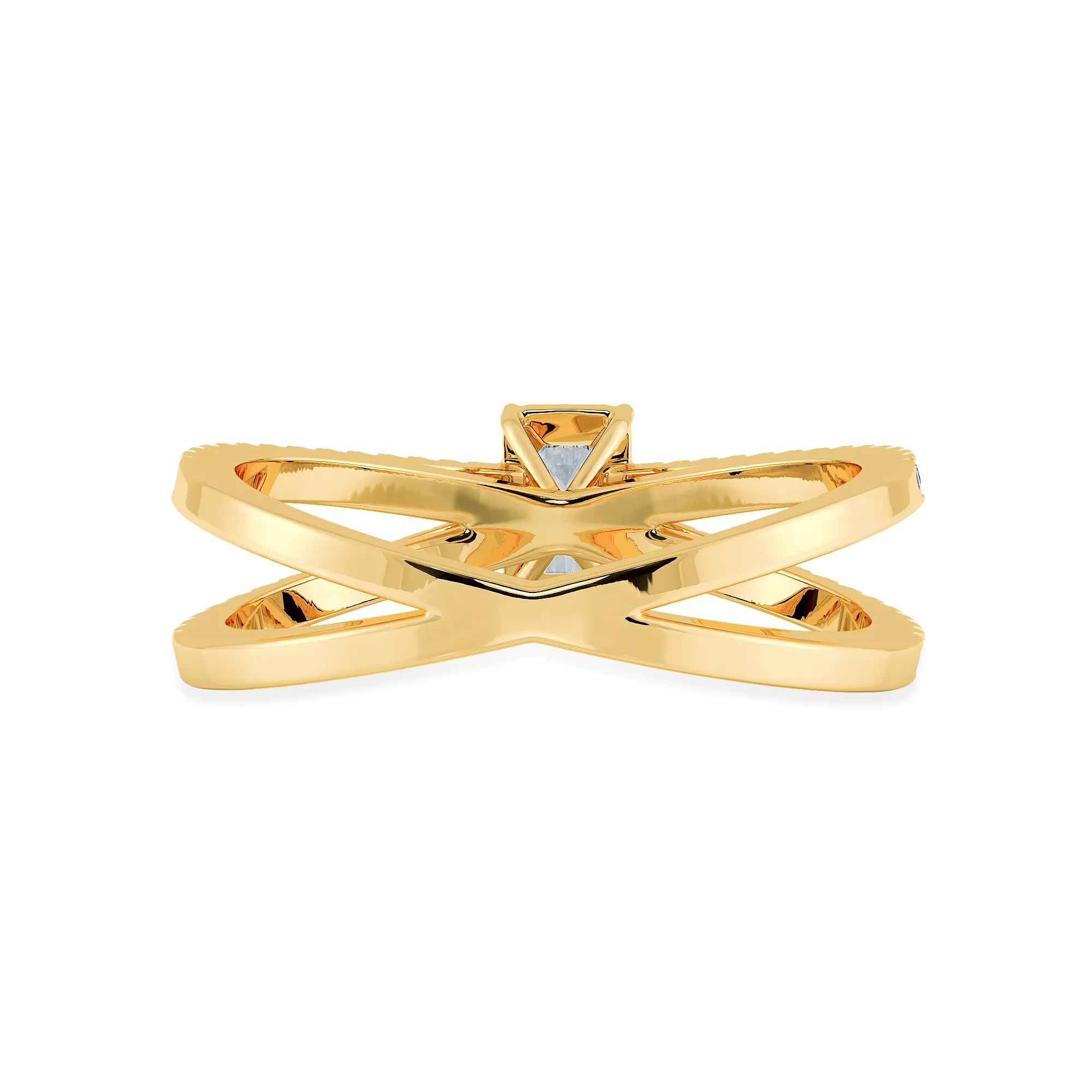 0.70cts. Emerald Cut Solitaire Diamond Split Shank 18K Yellow Gold Ring JL AU 1172Y-B