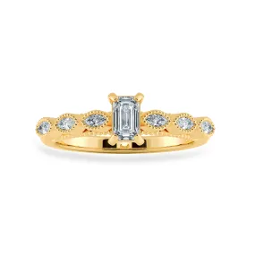 0.70cts. Emerald Cut Solitaire with Marquise Cut Diamond Accents 18K Yellow Gold Ring JL AU 2015Y-B