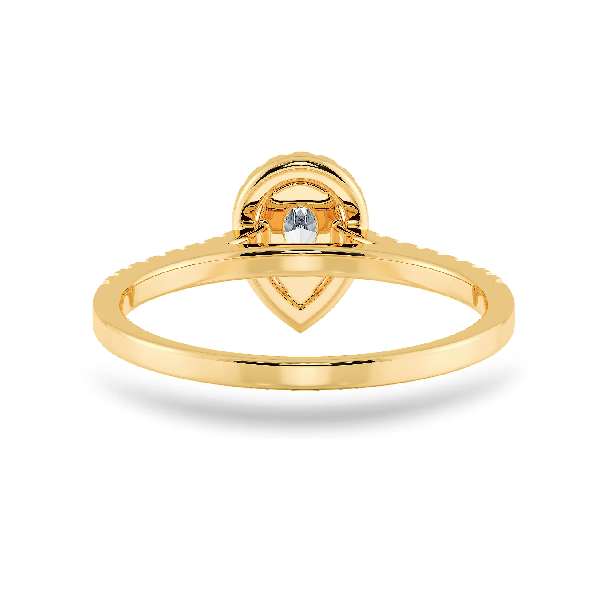 0.70cts. Pear Cut Solitaire Halo Diamond Shank 18K Yellow Gold Ring JL AU 1200Y-B
