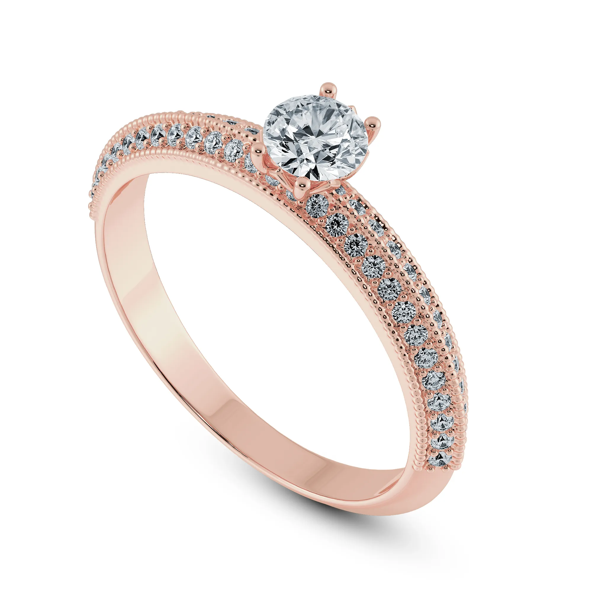 0.70cts. Solitaire Diamond Split Shank 18K Rose Gold Ring JL AU 1185R-B