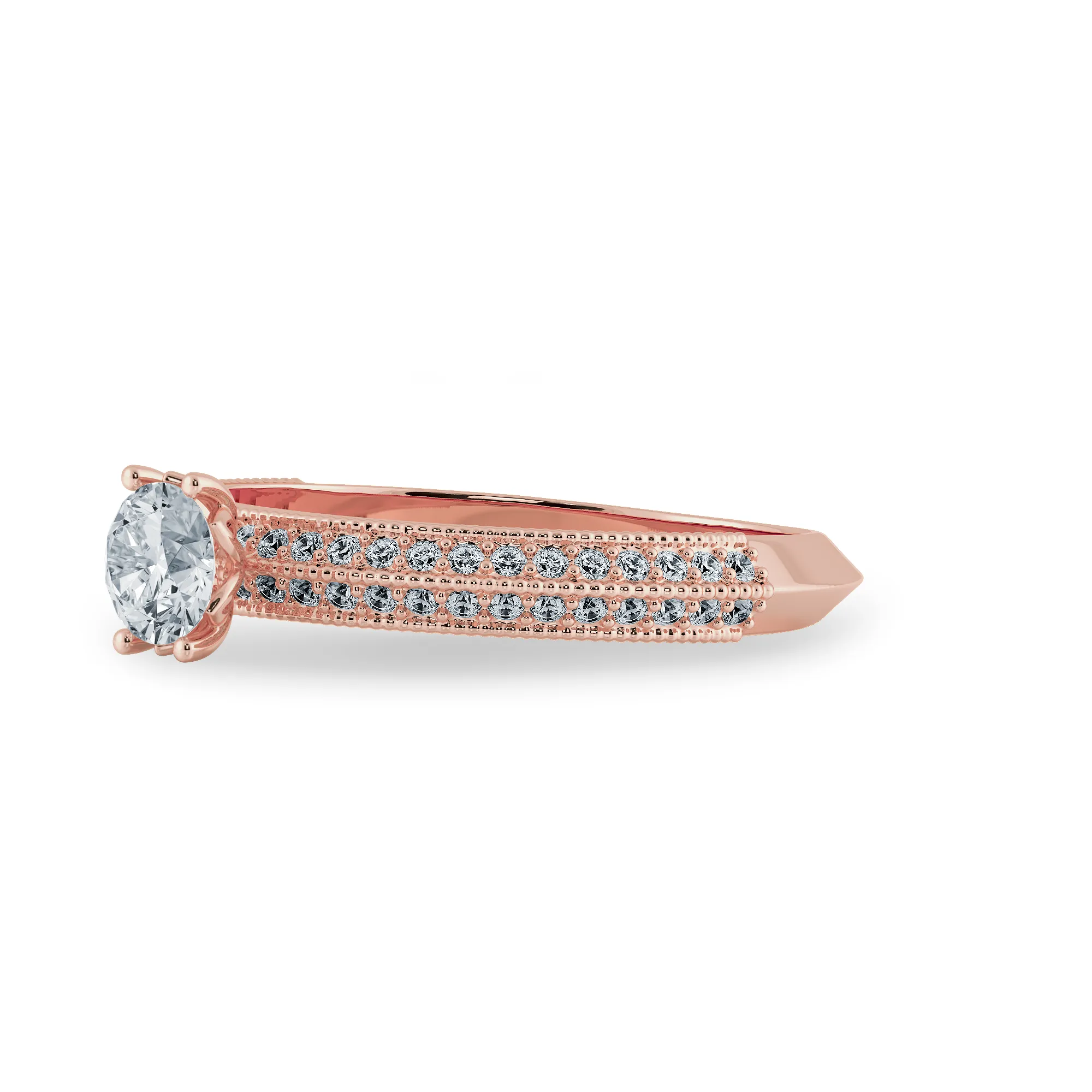0.70cts. Solitaire Diamond Split Shank 18K Rose Gold Ring JL AU 1185R-B