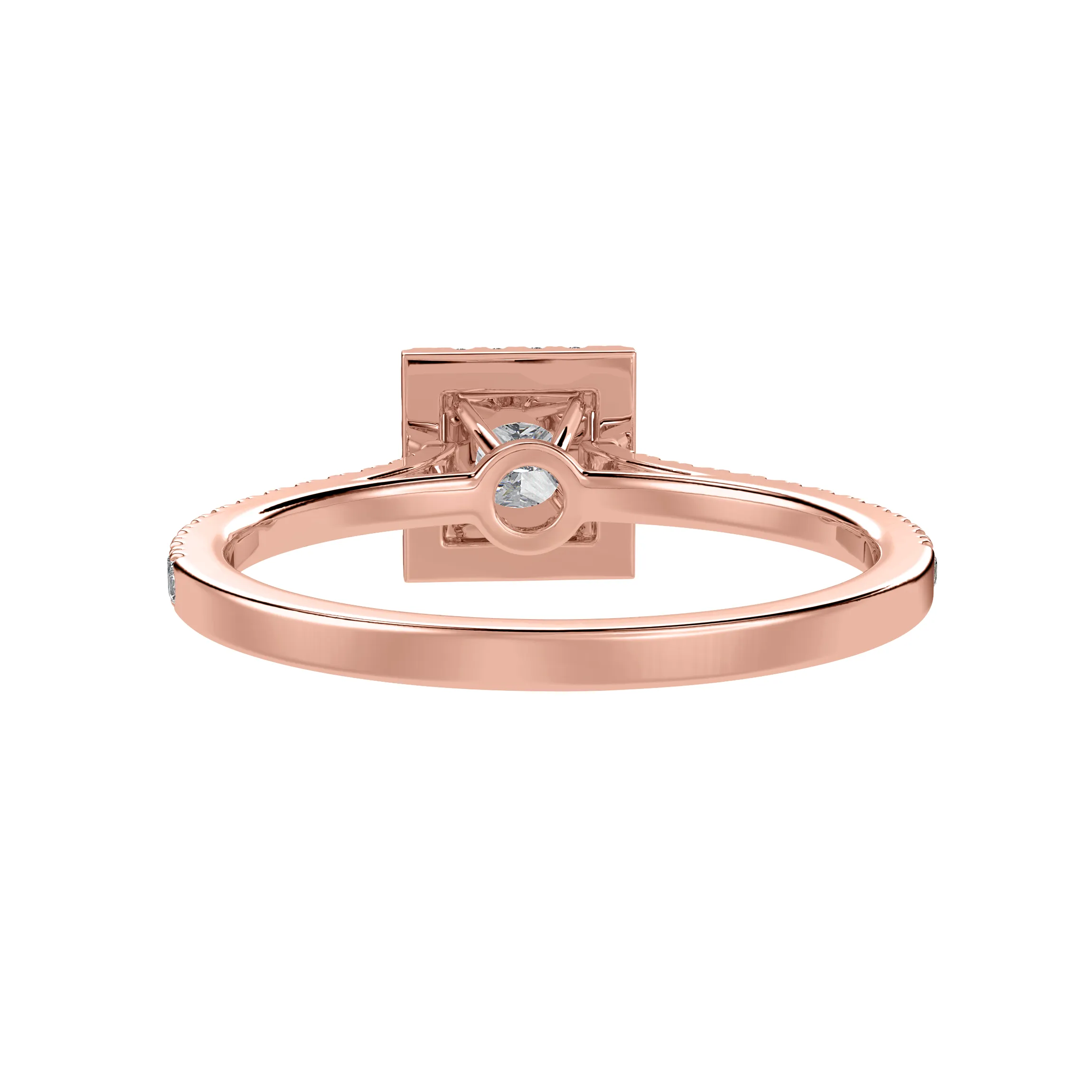 1-Carat Princess Cut Solitaire Halo Diamond Shank 18K Rose Gold Ring JL AU 1293R-C