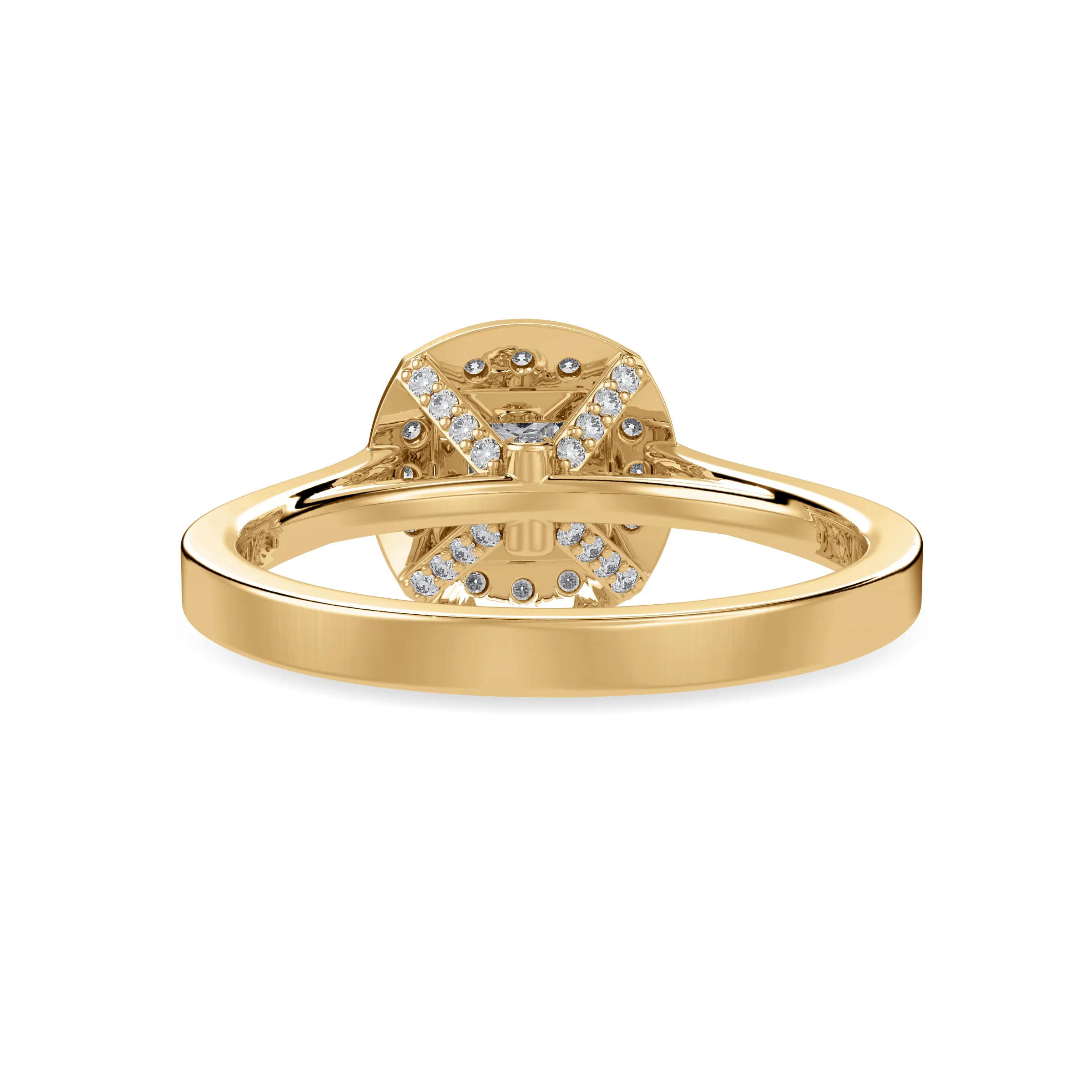 1-Carat Princess Cut Solitaire Halo Diamond Shank 18K Yellow Gold Ring JL AU 1331Y-C