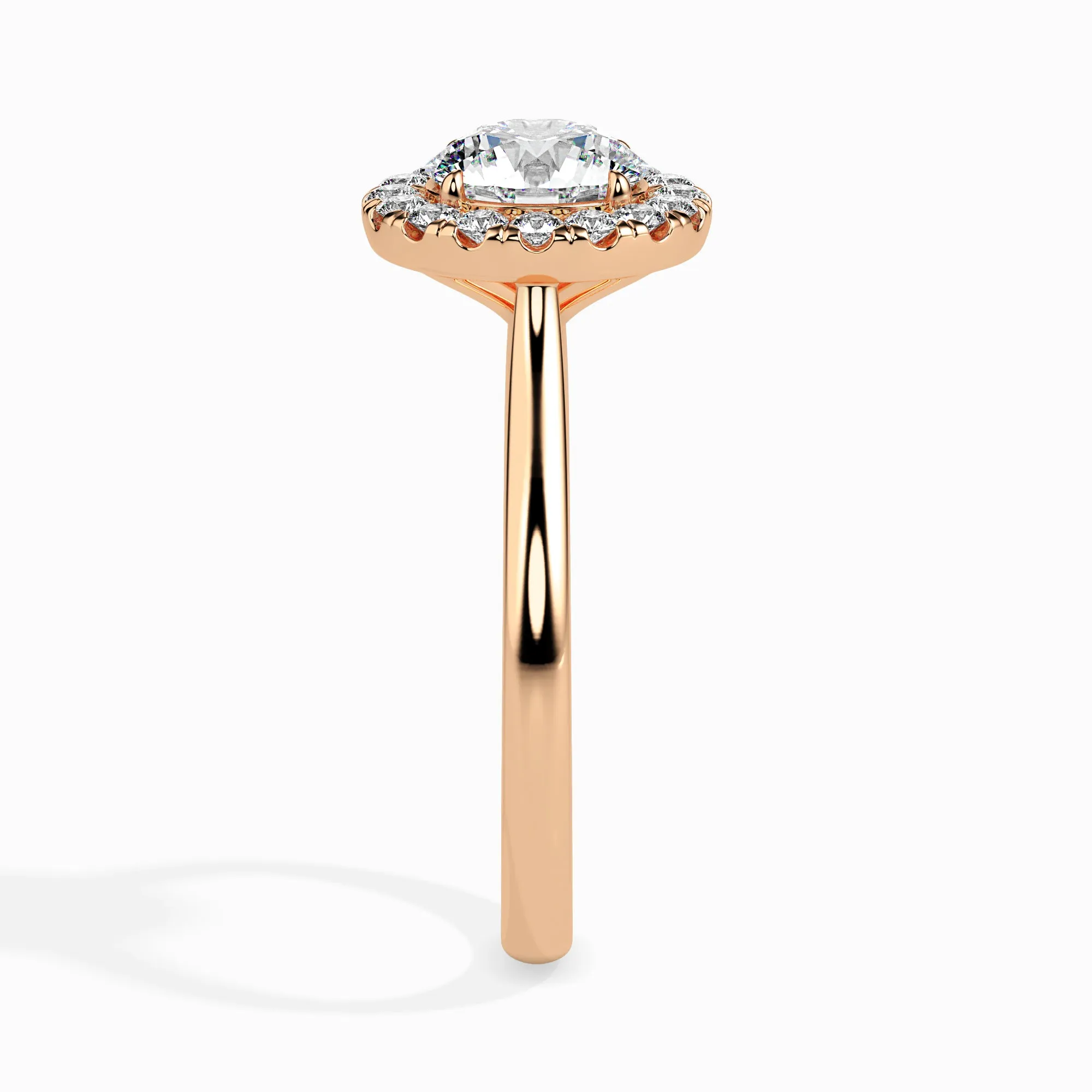 1-Carat Solitaire Diamond Shank 18K Rose Gold Ring JL AU 19021R-C