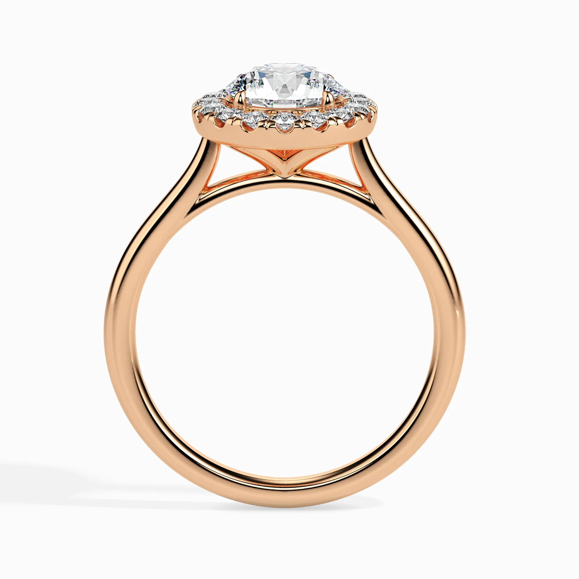 1-Carat Solitaire Diamond Shank 18K Rose Gold Ring JL AU 19021R-C