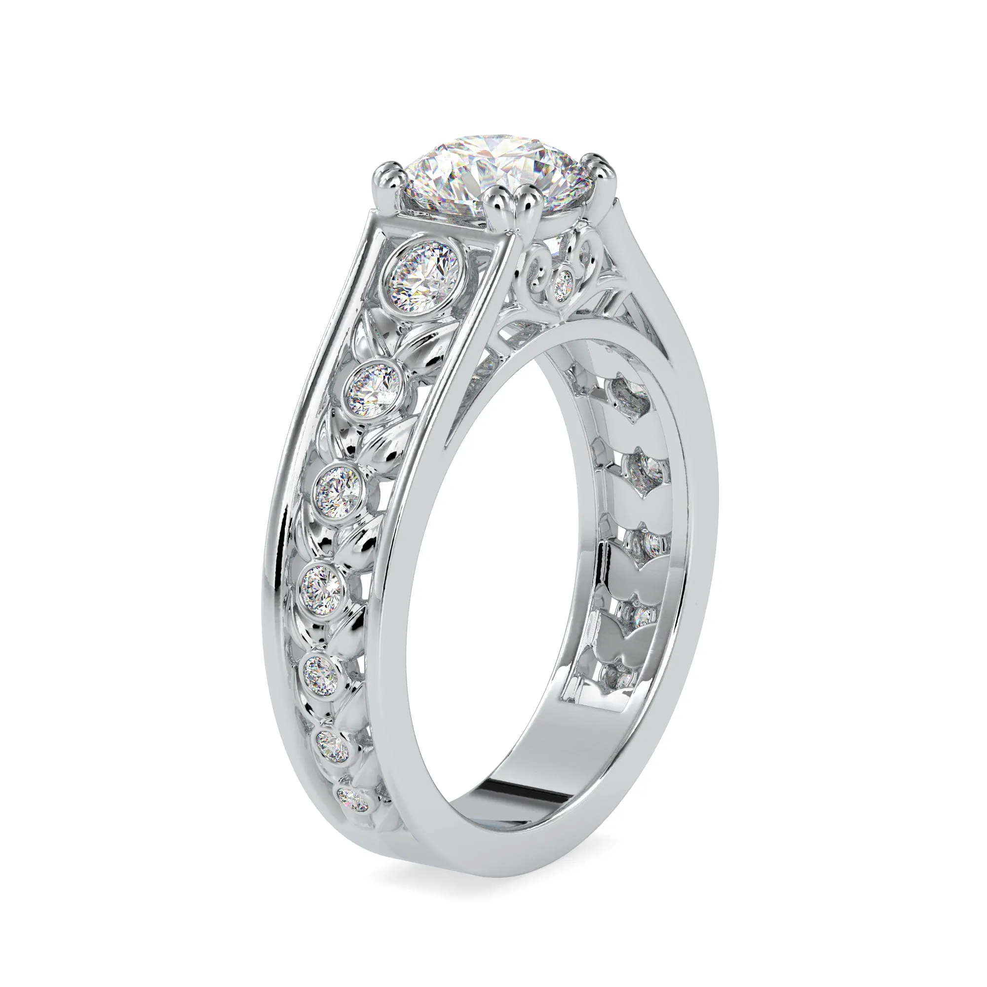 1-Carat Solitaire Diamond Shank Engagement Ring JL PT 0049-C