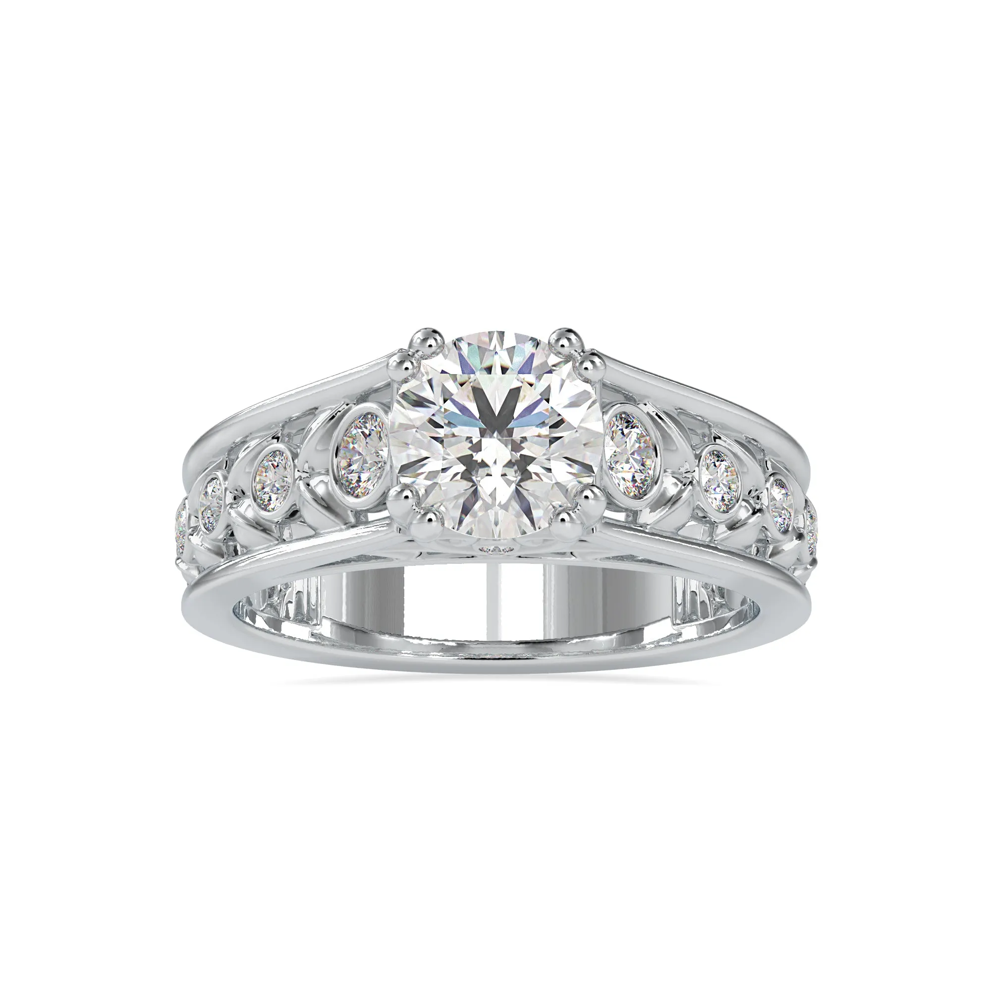 1-Carat Solitaire Diamond Shank Engagement Ring JL PT 0049-C