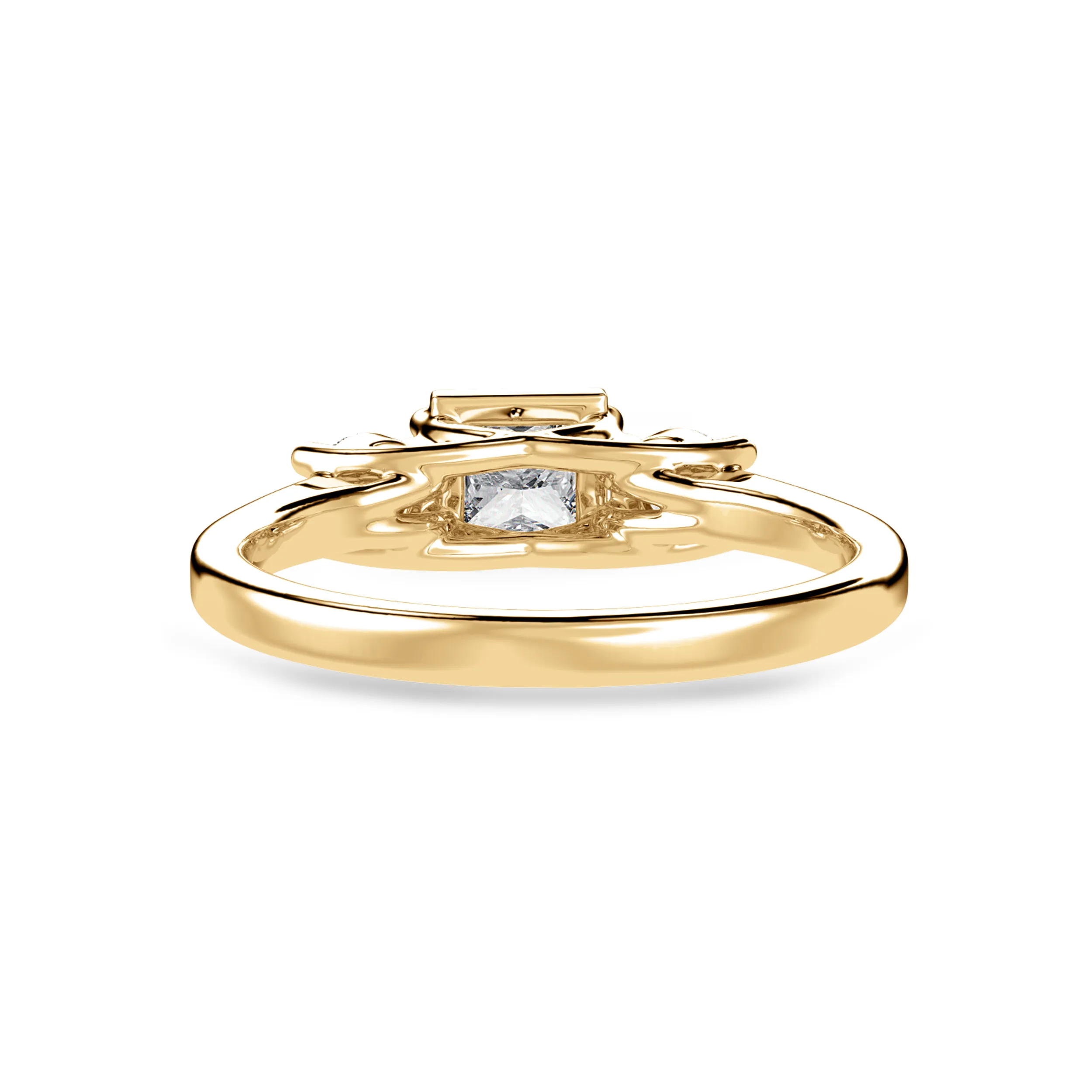 1.00 Carat Princess Cut Solitaire Diamond Accents 18K Yellow Gold Ring JL AU 1230Y-C