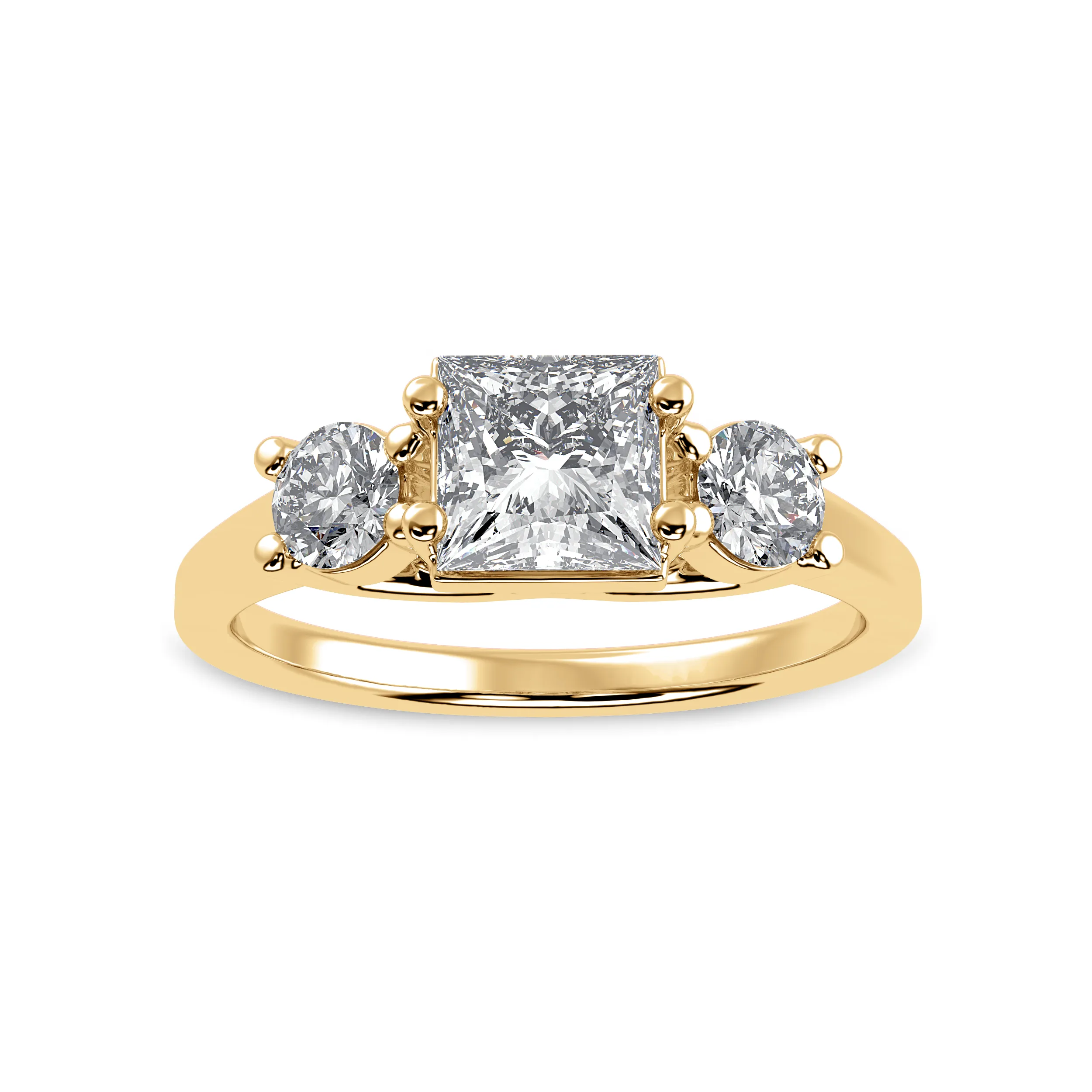 1.00 Carat Princess Cut Solitaire Diamond Accents 18K Yellow Gold Ring JL AU 1230Y-C